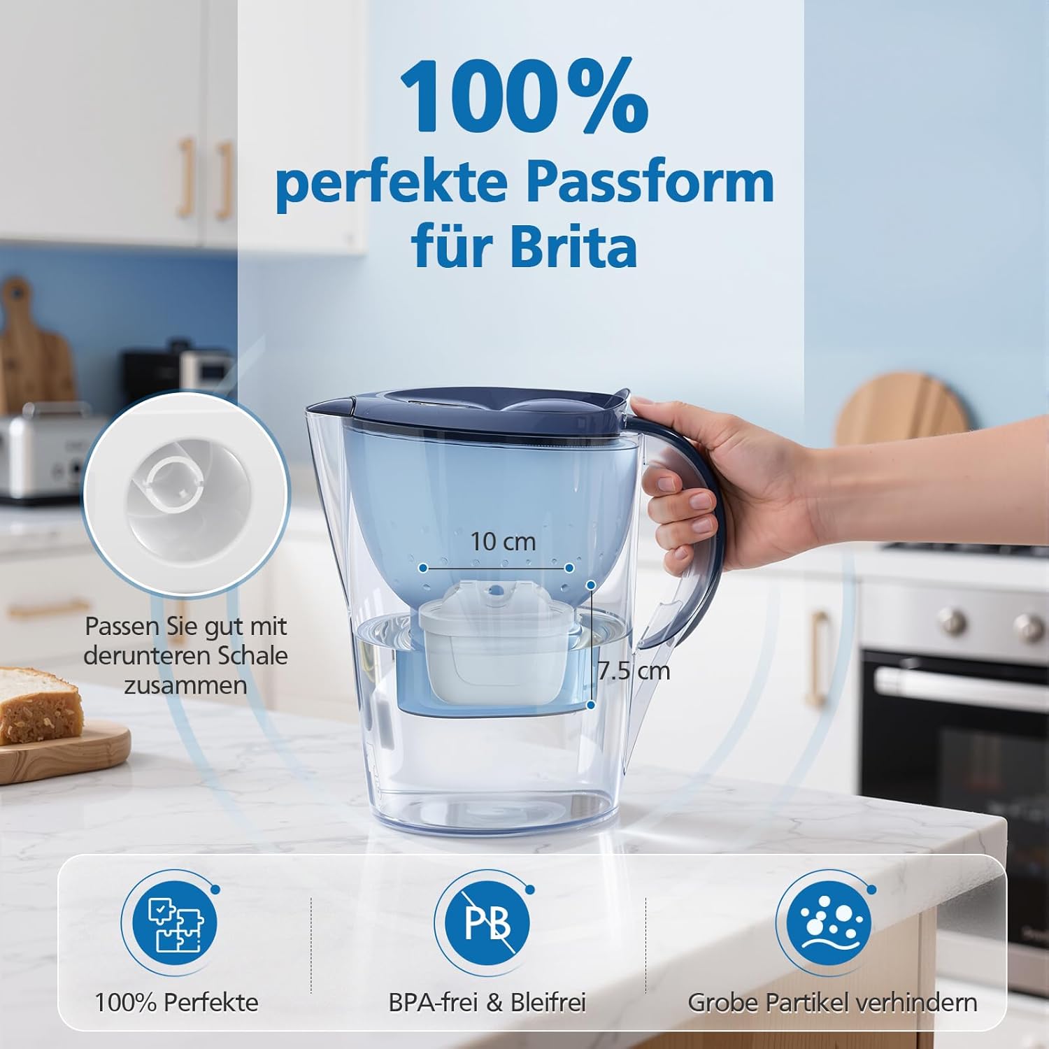 isinlive 8er-Pack Wasserfilter für Brita-Wasserfilterkartuschen, kompatibel mit Brita Maxtra+, für Style, Mavea Elemaris XL-Wassertank – 8er-Pack – Bild 6