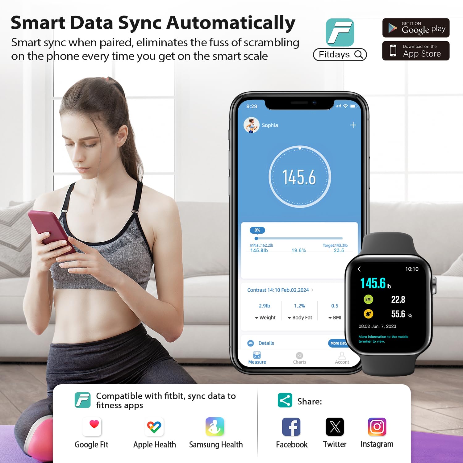 ABLEGRID Intelligente Personenwaage für Körpergewicht, digitale Körperfettwaage mit LED-Säulen-Trendanzeige, BMI, Muskelmasse, Körpertyp, genaue Waage für Menschen mit APP-freiem Modus, 180 kg – Bild 5