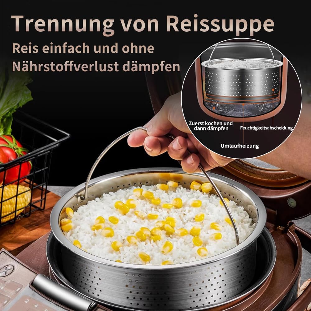 Dampfgareinsatz Edelstahl 304, Dampfgareinsatz für Topf, Dampfgareinsatz für Töpfe für Töpfe, Kochtöpfe, Schnellkochtopf, Dünsten von Gemüse, Früchten, Eiern (22 cm) – Bild 6