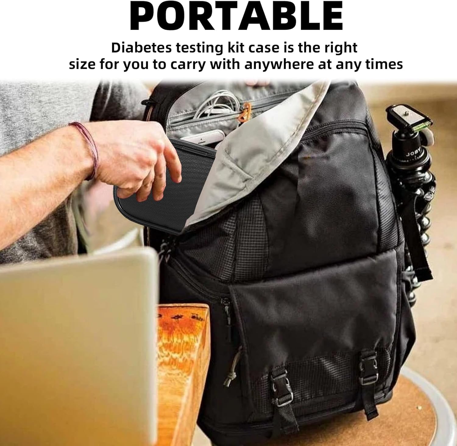 Diabetikertasche für Blutzuckermessgerät & Insulinstift – Organizer für Diabetes-Zubehör, Teststreifen, Lanzetten & Medikamente – Kompakte Reisetasche & Etui für Diabetiker, Schwarz – Bild 6