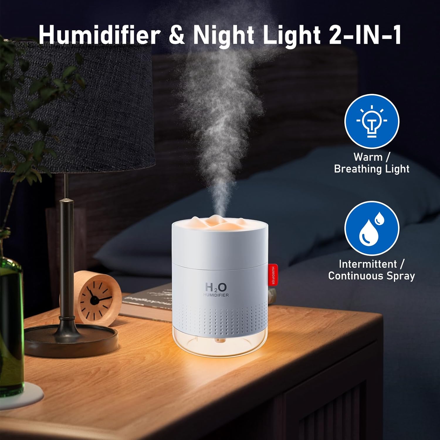 Tragbarer 500-ml-Mini-Ultraschall-Luftbefeuchter + 2 Filter für Schlafzimmer, ruhige Räume, Zuhause, Yoga, Büro, bis zu 10–16 Stunden Dauerbetrieb, automatische Abschaltung – Bild 3