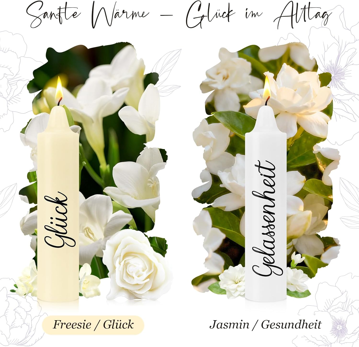 Kerzen Geschenkset Geburtstagsgeschenk für Frauen oder Freundin, nimm dir, was du brauchst, Mitbringsel Kerzenhalter Holzkiste mit Kerzen Deko und Trockenblumen – Bild 4