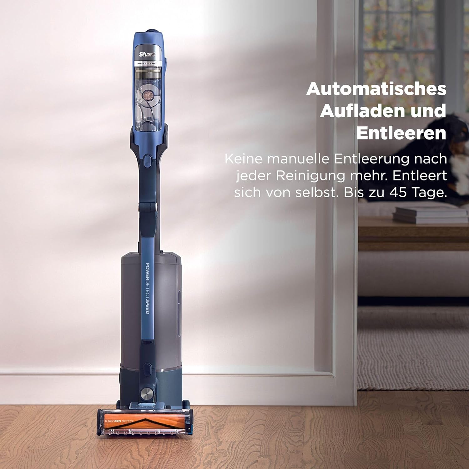 Shark Detect Speed Clean & Empty Pet Pro Akku-Staubsauger, Rückwärtsreinigung, bis zu 60 Minuten Laufzeit, inklusive selbstentleerender Ladestation und Tierhaaraufsatz, Salbeigrau IA3241EUT – Bild 4