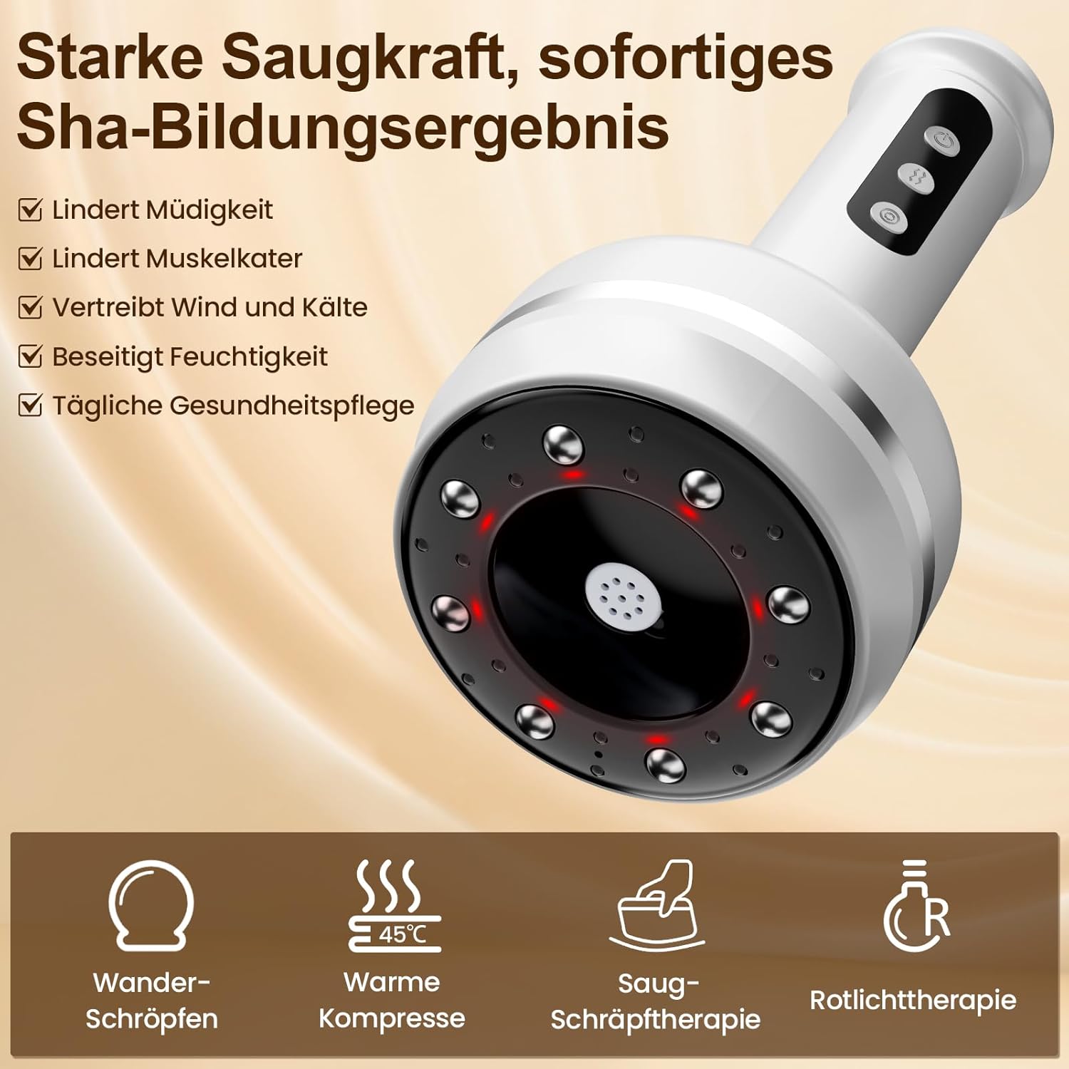 Cellulite Massagegerät Lymphatic Drainage - Schröpfgerät Elektrisch mit 30 Gängen,Verbesserung des Hautzustandes,Vakuum Massagegerät für Rücken, Taille, Arme und Beine – Bild 7