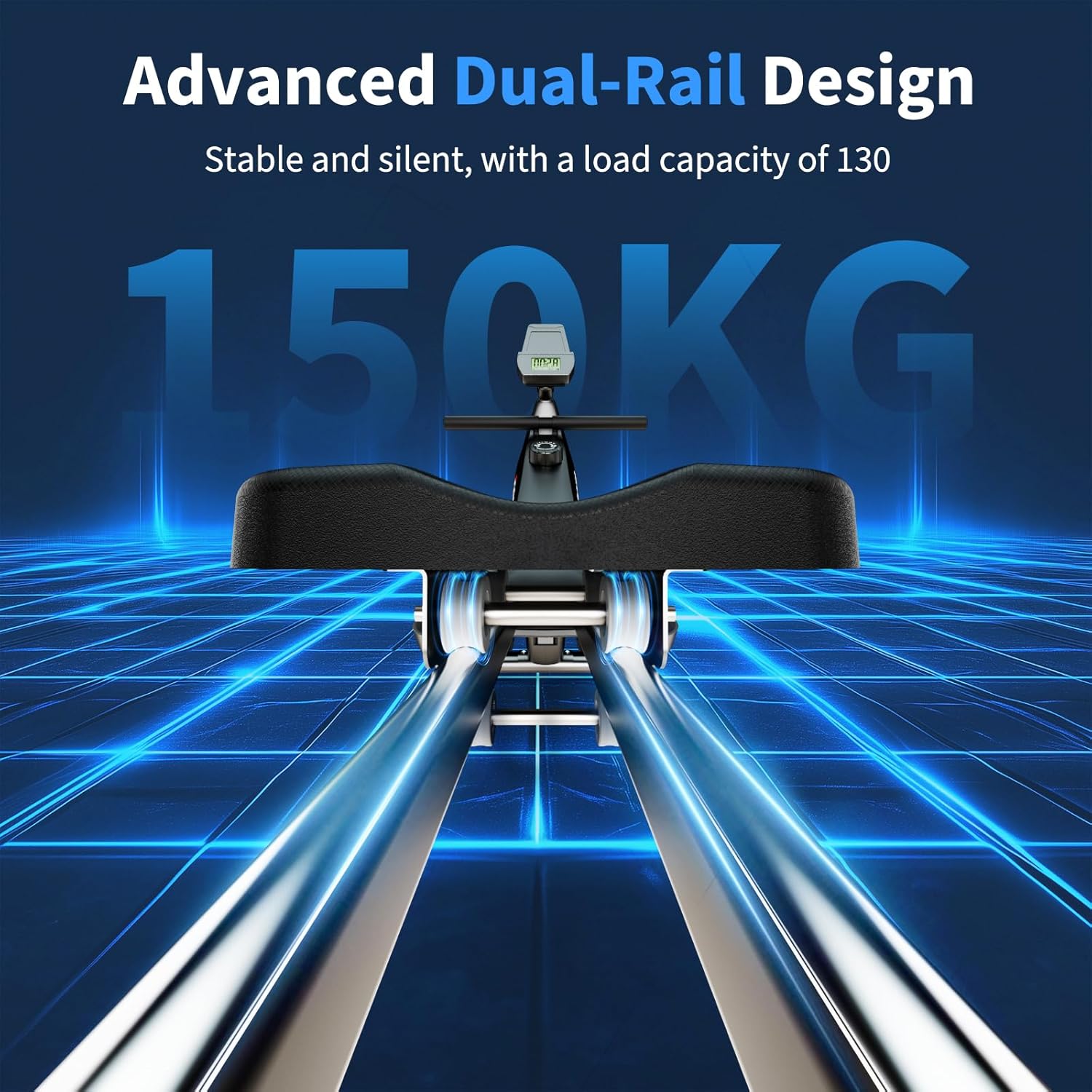 JOROTO Heimrudergerät – Leises magnetisches Rudergerät mit exklusiver App | 16 Widerstandsstufen | Dual-Rail-Design | Bis 150kg | Ideal für Heimtraining (Schwarz) – Bild 4