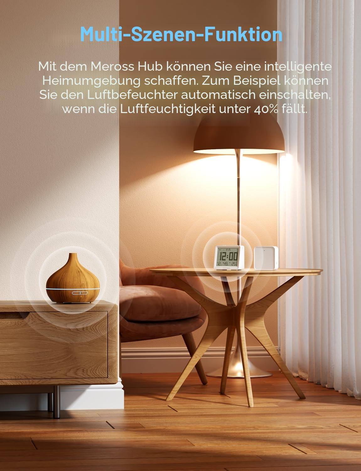 Meross 10-in-1 mattes Hygrometer-Innenthermometer, WLAN-Thermometer mit Taupunkt/VPD, intelligenter LCD-Temperatursensor und mattem Hub, kompatibel mit Apple HomeKit, Home Assistant, Alexa, Google Home – Bild 8