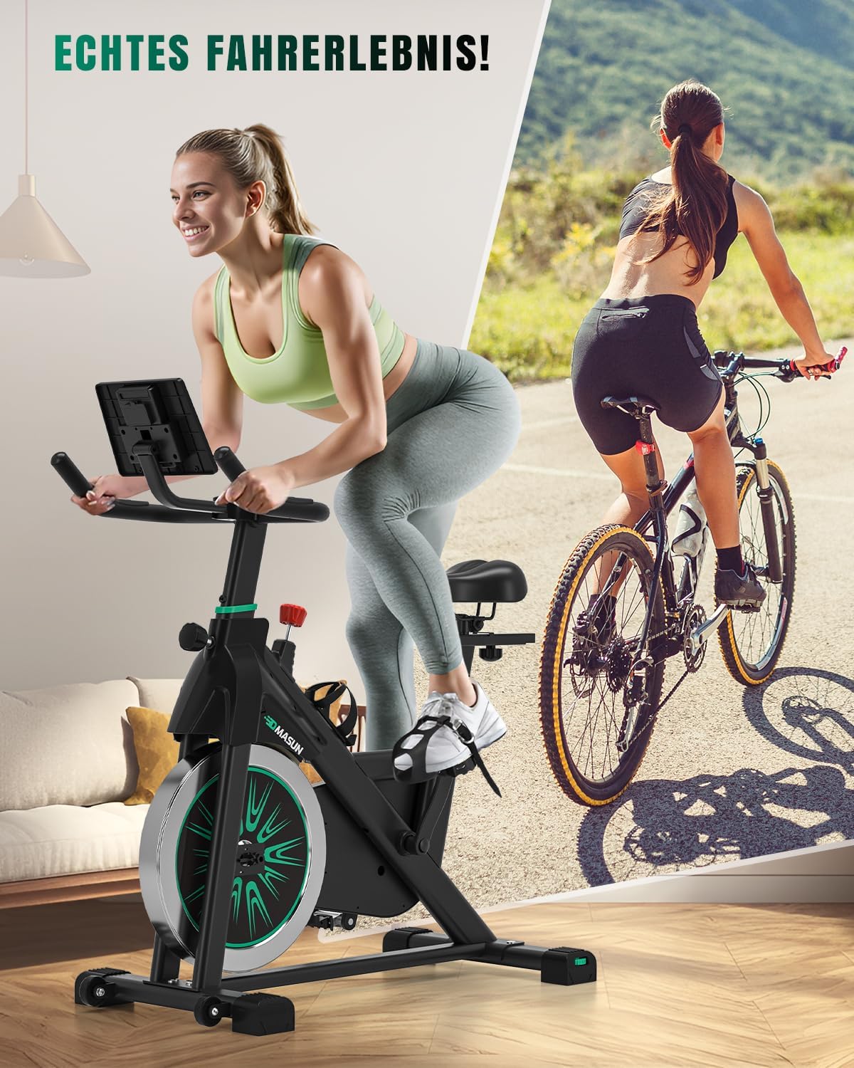 Heimtrainer Fahrrad, DMASUN Hometrainer Fahrrad mit 100% Widerstand, Leise & Stabil, Ergometer mit App kompatibel & LCD-Monitor, verbessertes Indoor Fitnessbike für zuhause, 160/180Kg belastbar – Bild 7