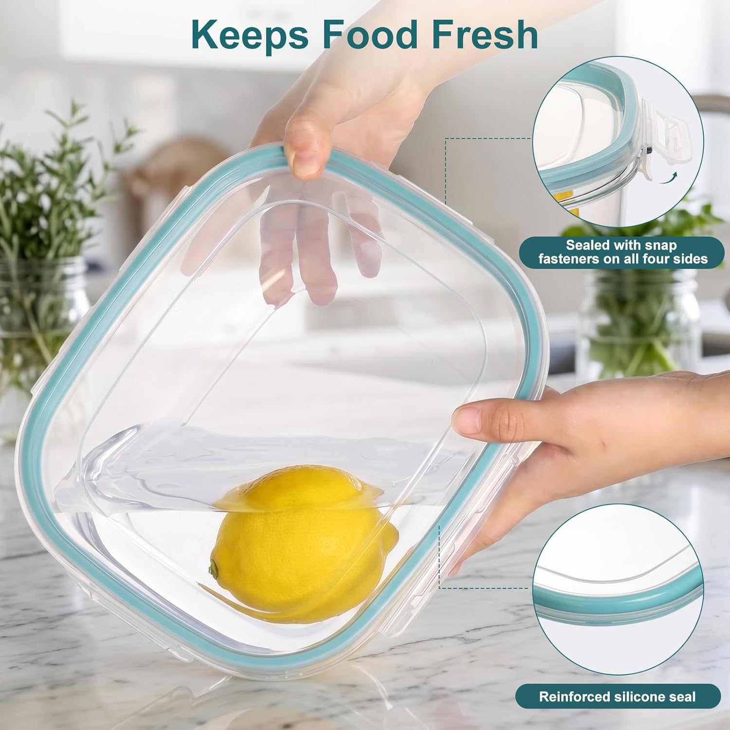 Romon Meal Prep Boxen 3er-Set, 2,15 L Blau Rechteckig Gefrierboxen mit Deckel, Stapelbare Auslaufsichere Lebensmittelaufbewahrung für Gefrierschrank – Bild 3