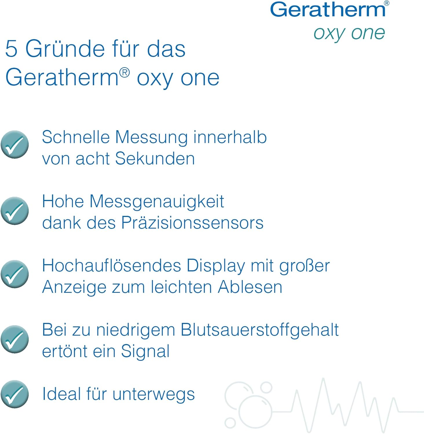 GERATHERM Oxy Ein-Finger-Pulsoximeter – zur schnellen Bestimmung von Sauerstoffsättigung & Puls / Kompakter Herzfrequenzmesser für die Hausapotheke und den Freizeitsport – Bild 5
