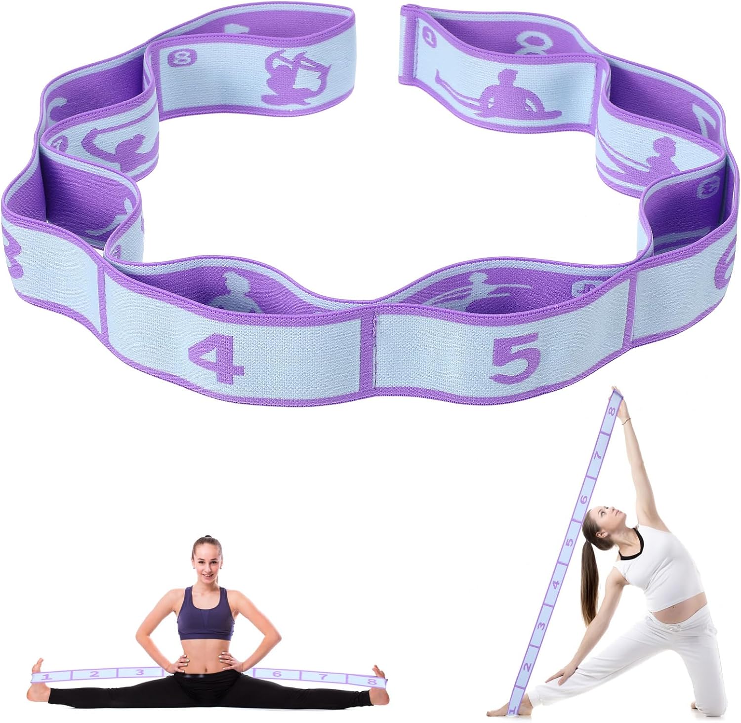 Yoga-Stretching-Band mit 8 Schlaufen, Yoga-Stretching-Gurt, Fitness-Bänder, Fitness-Stretchband mit Schlaufen, Stretch-Gurt, hochelastisches Gymnastikband, Upgrade Extend Tension Band