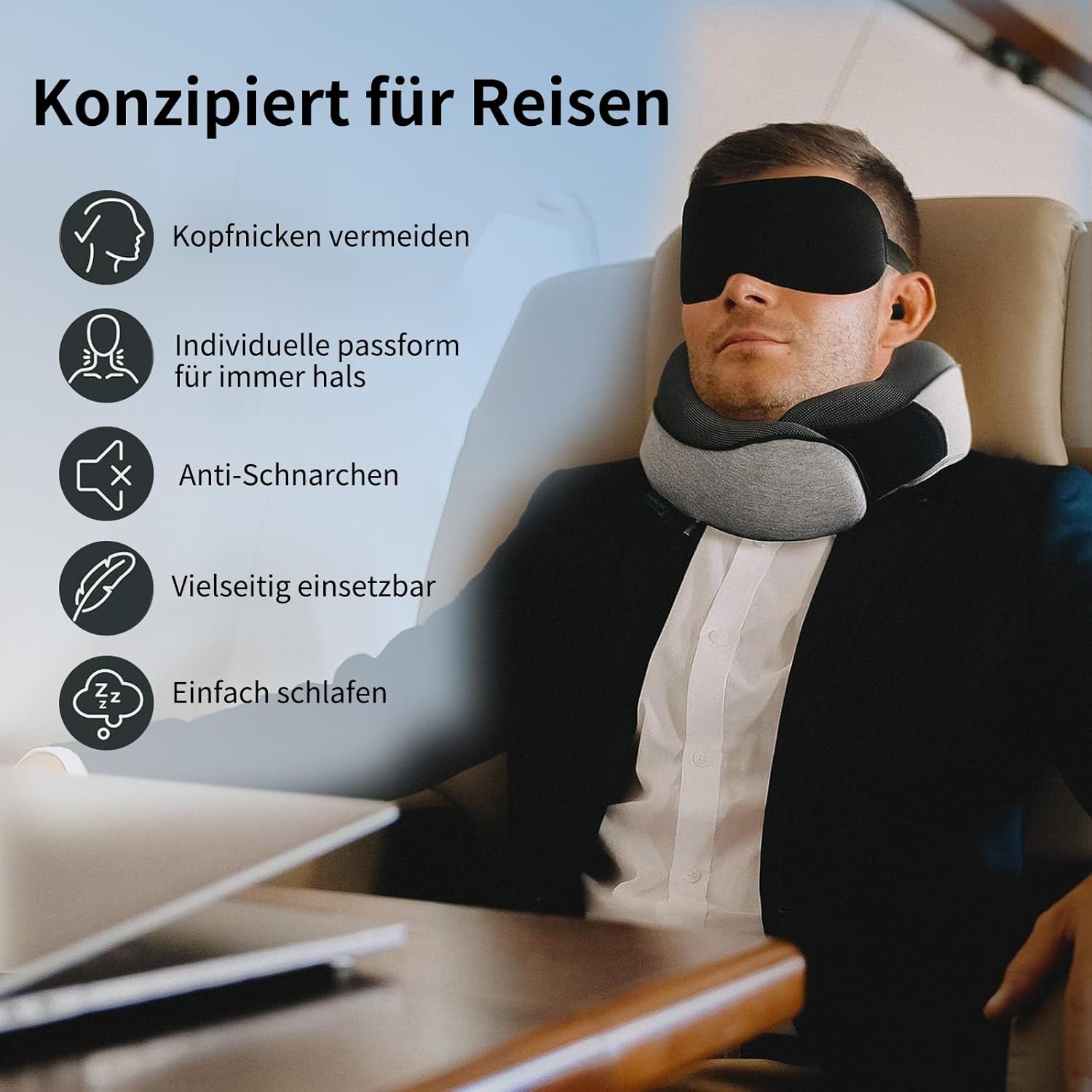 Dreamjoys Reisekissen, Flugzeug, Nackenkissen, Reisekissen, Kissen Flugzeug, Reisekissen, Memory-Schaum, ideal für Reisen mit dem Auto, Zug – Bild 6