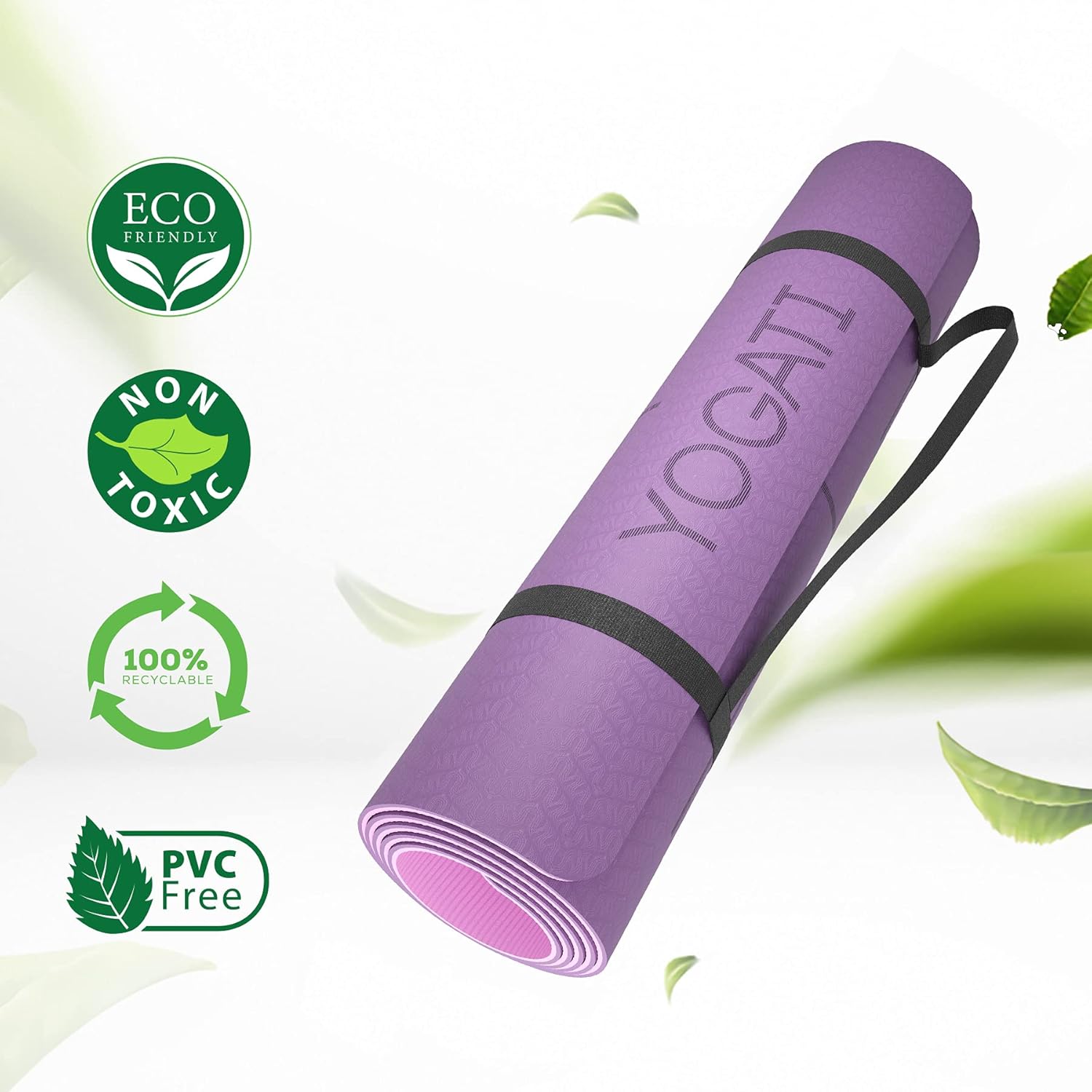 YOGATI Yogamatte, rutschfest, schadstofffrei, mit Tragegurt, Yogamatte mit Ausrichtungslinien, ideale Yogamatte zur Verwendung als Gymnastikmatte, Sportmatte, Fitnessmatte, Yogamatte – Bild 5