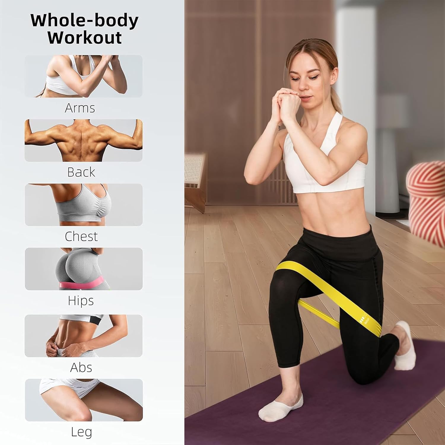 Fitnessbänder Set, Latex Fitnessbänder 5er Set, 5 Verschiedene Stärken Trainingsbänder mit Übungsanleitung und Tragetasche, Widerstandsbänder Set für Muskelaufbau, Yoga, Pilates, Kraft – Bild 3