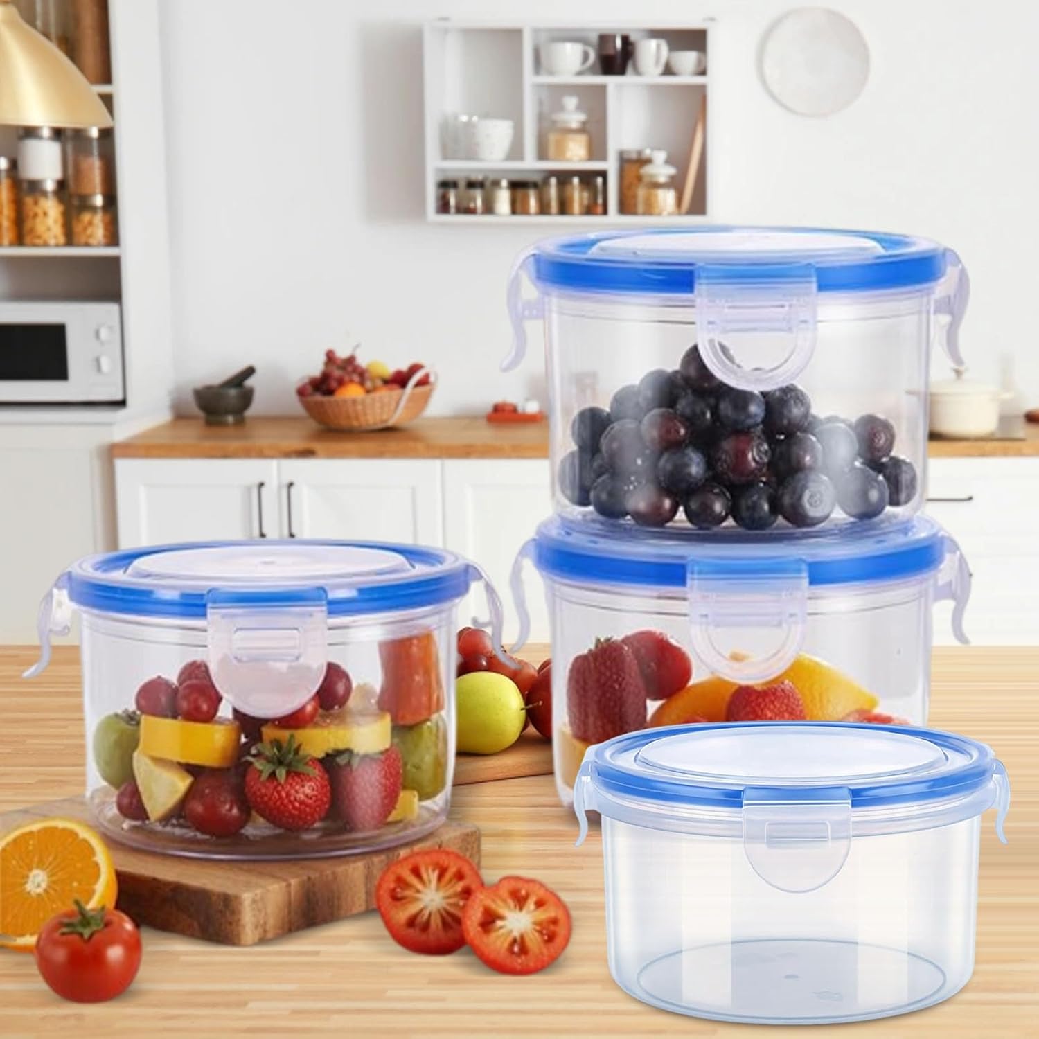 Frischhaltedosen mit Deckel, 6 Stück, 600 ml, luftdichte Frischhaltedosen, stapelbare runde Meal-Prep-Boxen, wiederverwendbare Kunststoffschüssel, luftdicht, auslaufsicher, Gefrierbehälter-Set (6 Behälter + 6 Deckel) – Bild 7