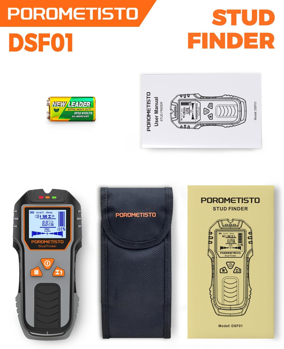 DSF01 Wandscanner, 6-in-1-Multifunktions-Bolzenfinder, Kabeldetektor für Holzpfosten, Eisenmetalle, Nichteisenmetalle, AC-Kabel – Bild 9