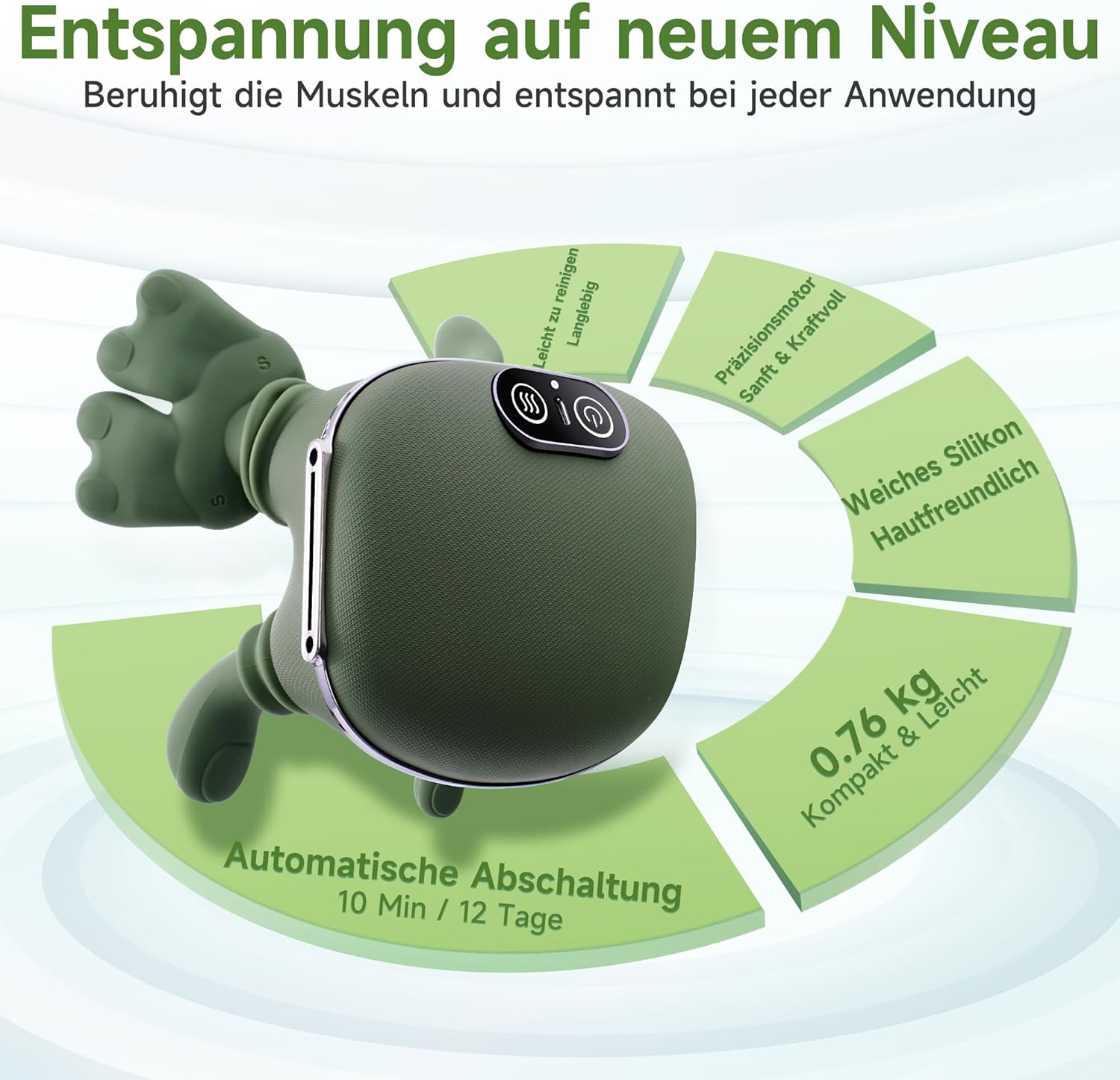 4D Bionic Hand-Nackenmassagegerät, elektrisches Shiatsu-Massagegerät mit 3 Intensitätsstufen und 2 Wärmeeinstellungen, Tiefengewebsmassage für Nacken und Schultern, lindert Muskelverspannungen und Müdigkeit – Bild 5