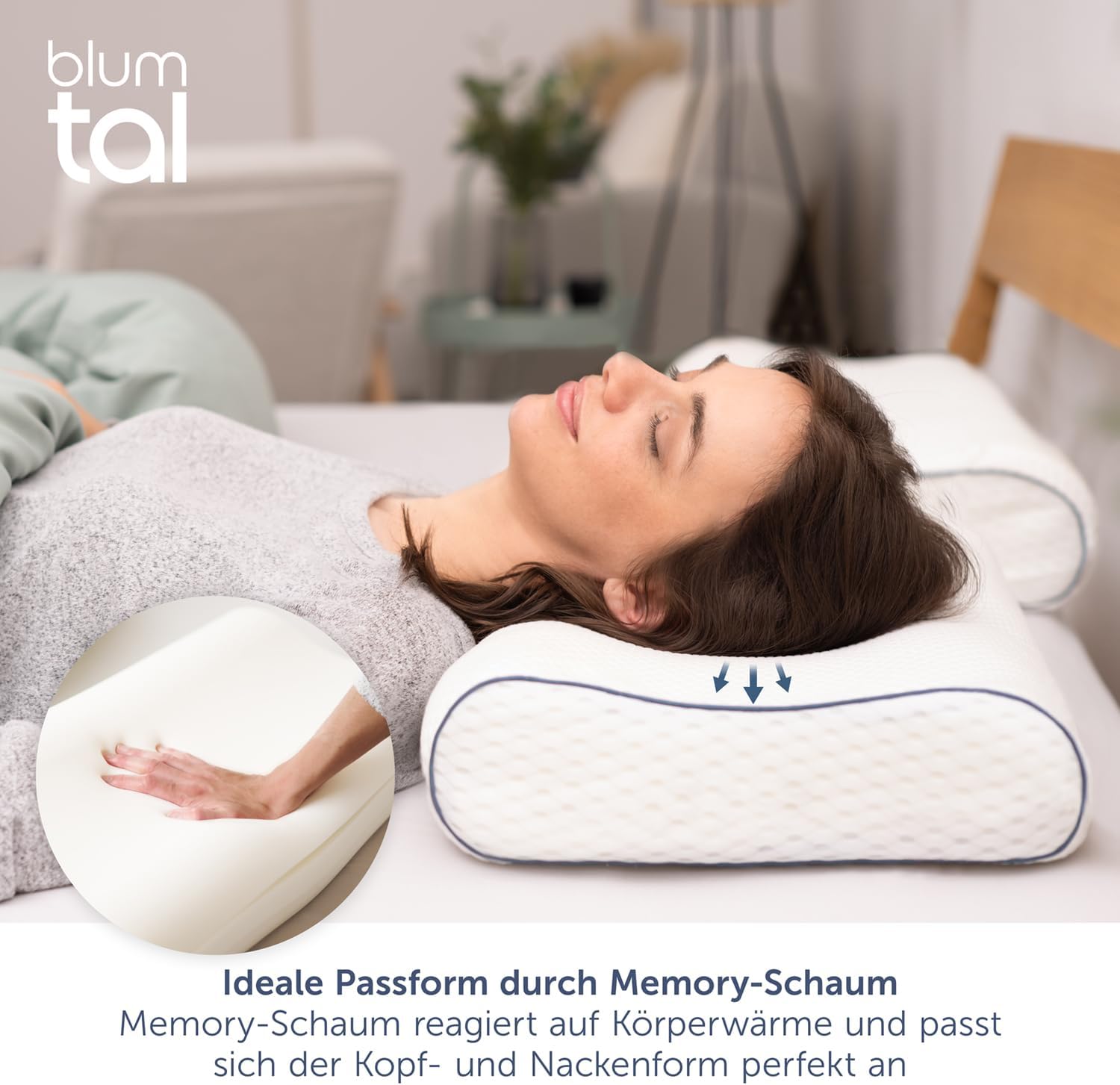 Blumtal Nackenstützkissen, orthopädisches Kissen, Memory-Schaum-Kissen, Öko-Tex-zertifiziertes Kissen, Nackenschmerzkissen, ergonomisches Kissen, Seitenschläfer, Nackenkissenbett – Bild 6