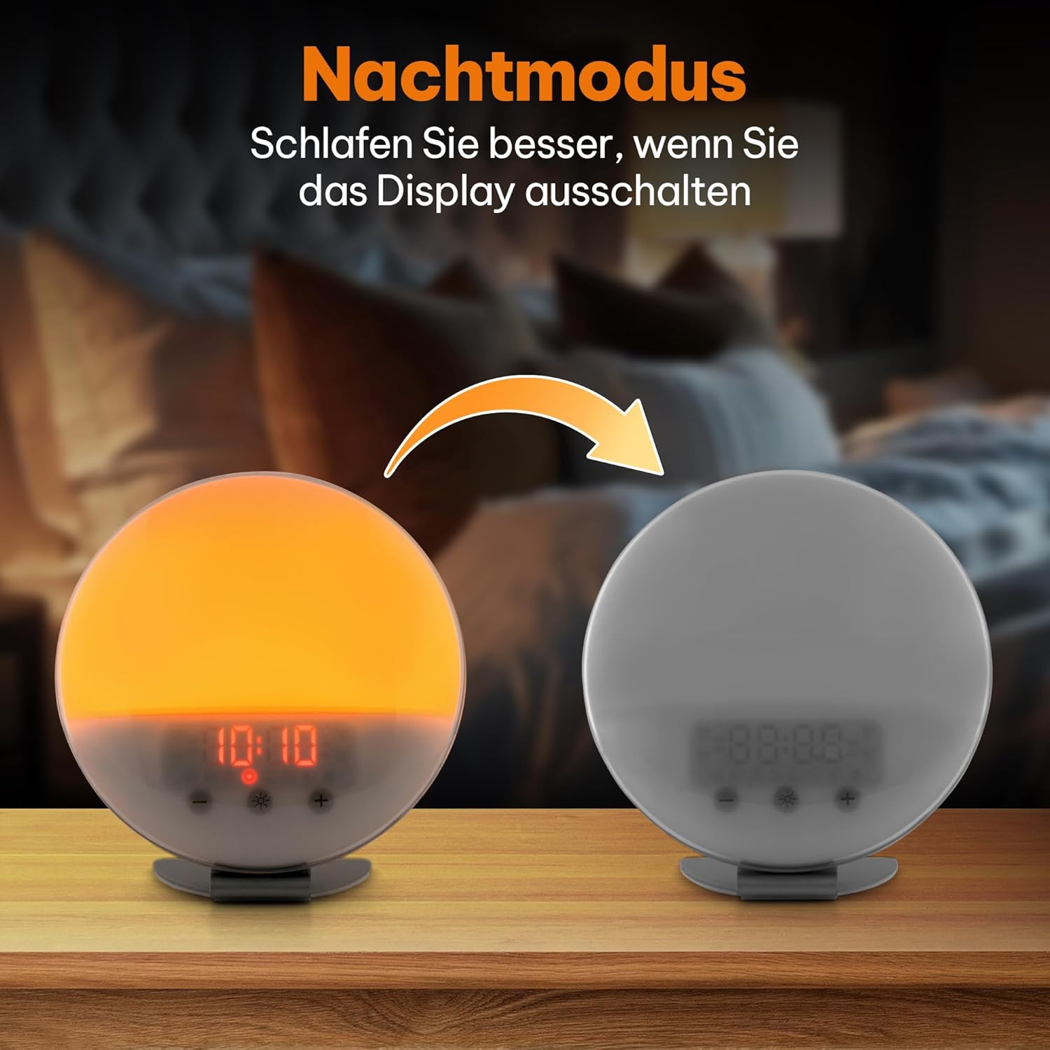 Top Life Lichtwecker – Tageslichtwecker zum Erwachen im Licht – Leuchtendes Erwachen mit einer schwarzen Nacht und weißem Rauschmodus – Sonnenlichtsimulation, Dämmerungssimulator – Bild 5