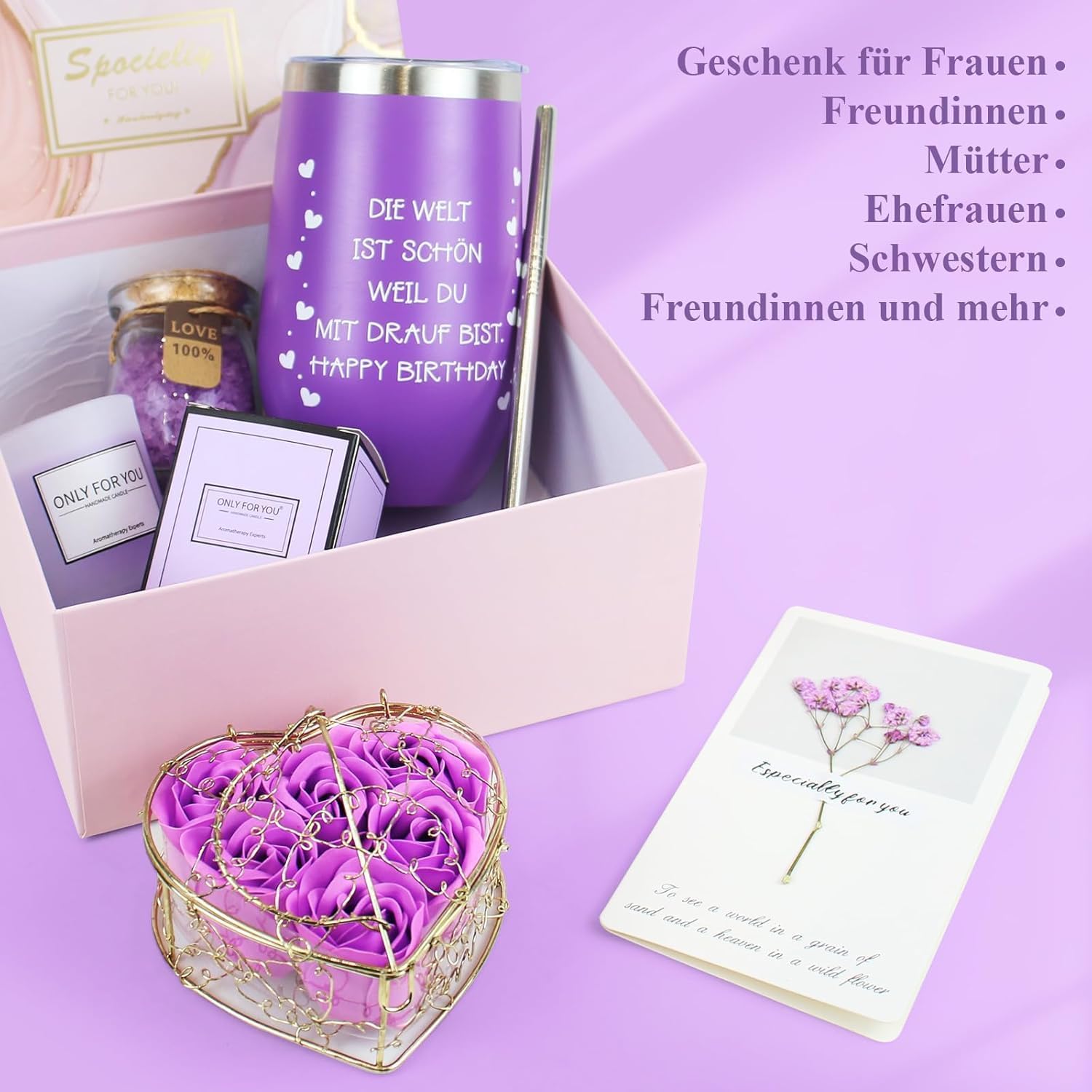 Geburtstagsgeschenk für Frauen – Ritual-Geschenkset mit Geburtstagskerzen | Wellness-Geschenkbox zur Entspannung für die beste Freundin, Mama, Schwester, Happy Birthday-Geschenk zum 18, 30, 40, 50, 60, 70 – Bild 4