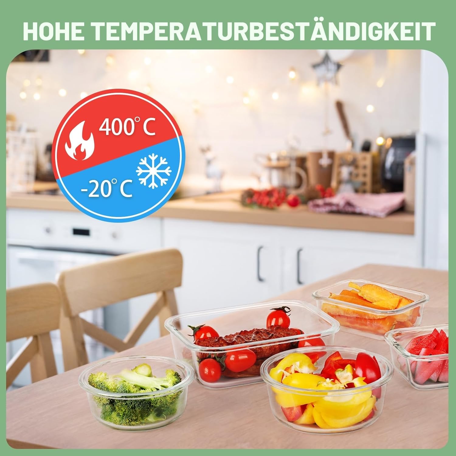 Skroam 24-teiliges Glasbehälter-Set mit Deckel – Frischhaltedosen für Lebensmittel, Meal-Prep-Boxen, mikrowellengeeignet, BPA-frei (12 Behälter & 12 Deckel) – Bild 7