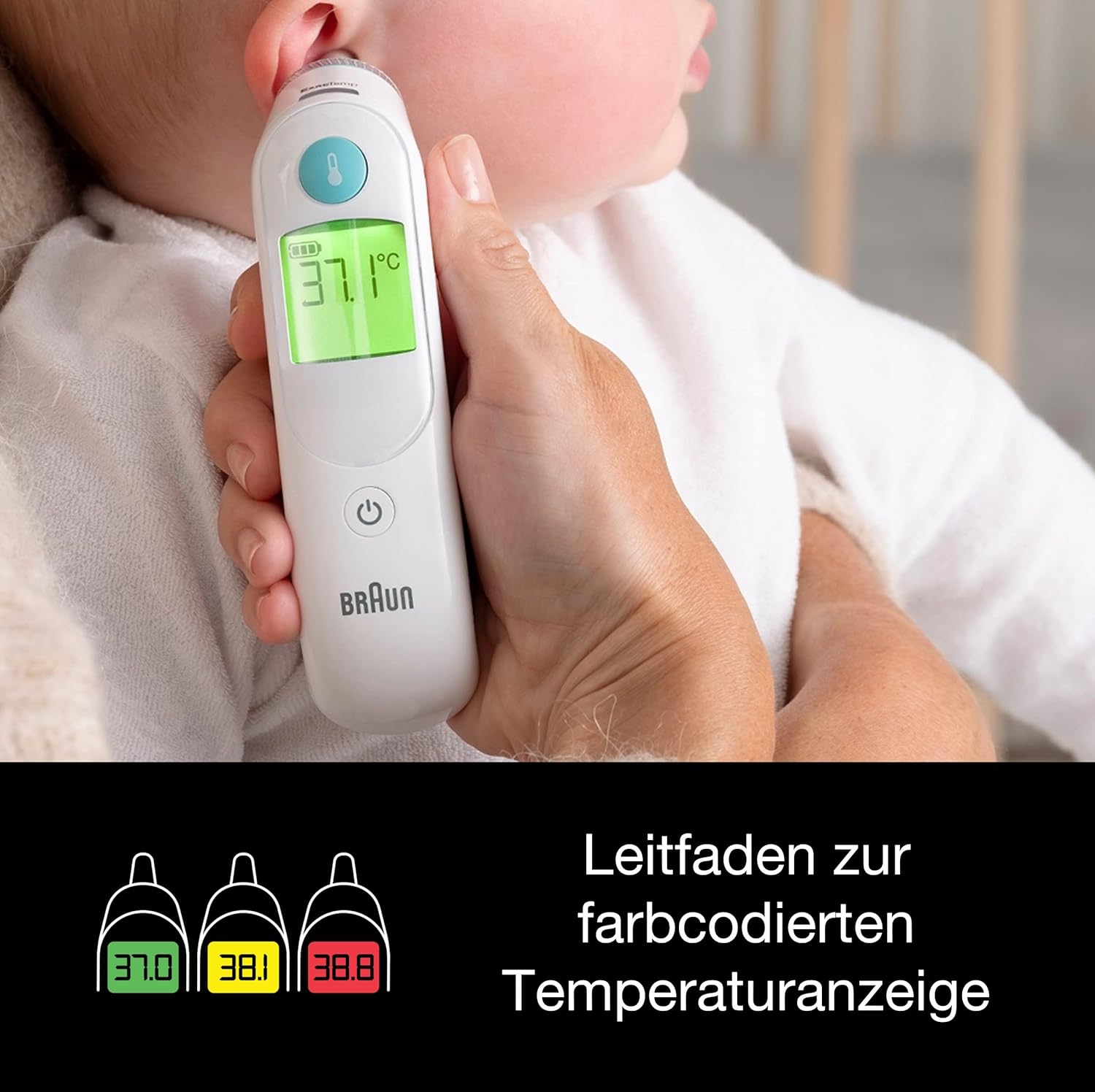 Braun ThermoScan 6 Ohrthermometer, farbcodiertes Digitaldisplay, ExacTemp-Stabilitätsanzeige, baby- und kleinkindfreundlich, die Marke Nr. 1 unter Ärzten, IRT6515 – Bild 3