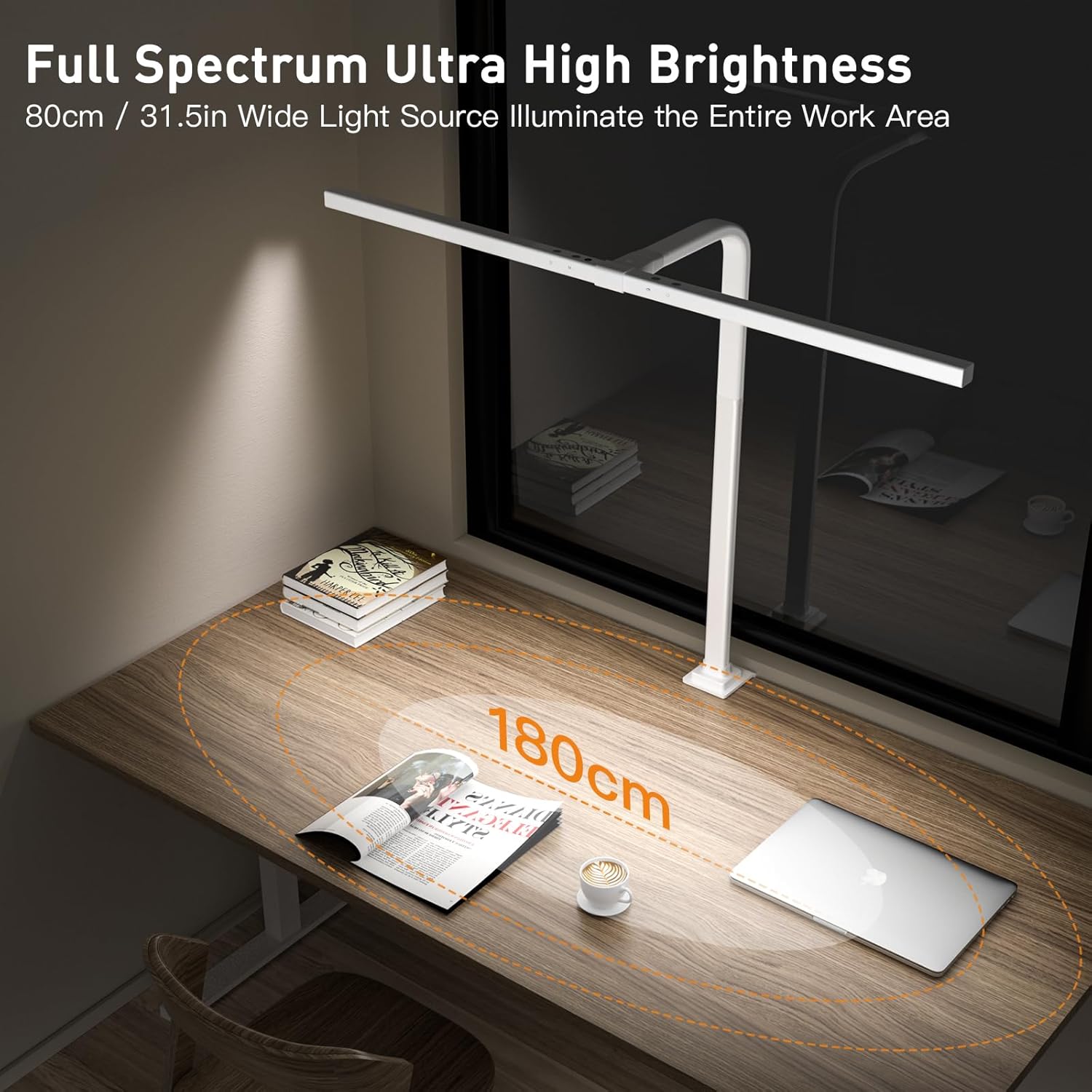 EYOCEAN LED-Schreibtischlampe mit automatischer Dimmung, 80 cm Vollspektrum-Tischlampe, klemmbar mit einstellbaren Farbtemperaturen, Augenschutz-Tageslichtlampe, Klemmleuchte, Monitorlampe mit Timer-Funktion – Bild 2