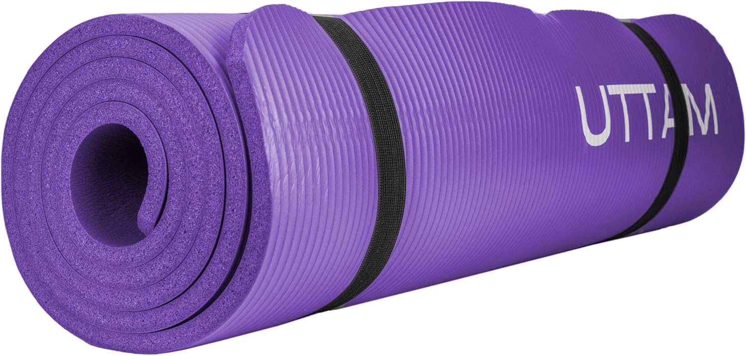 UTTAM Yogamatte | Mehrzweck-Trainingsmatten aus extra dickem Schaumstoff | Stretching, Widerstandstraining und Therapie – Pilates-, Heim- und Fitnessgeräte-Zubehör für Männer, Frauen, Kinder (183 x 60 cm) – Bild 2