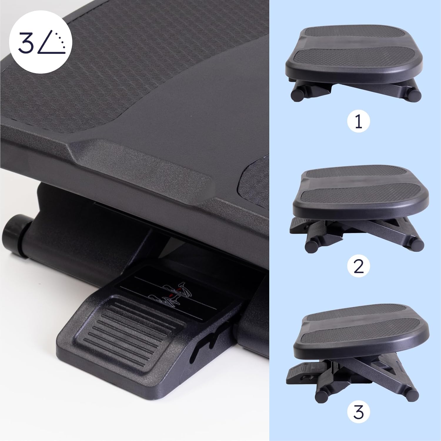 Raylu Papier-Fußstütze für Schreibtisch, rutschfeste Basis, verstellbarer Winkel und Höhe, Massageeffekt, ergonomische und verstellbare Schreibtisch-Fußstütze. (Modell 30) – Bild 2