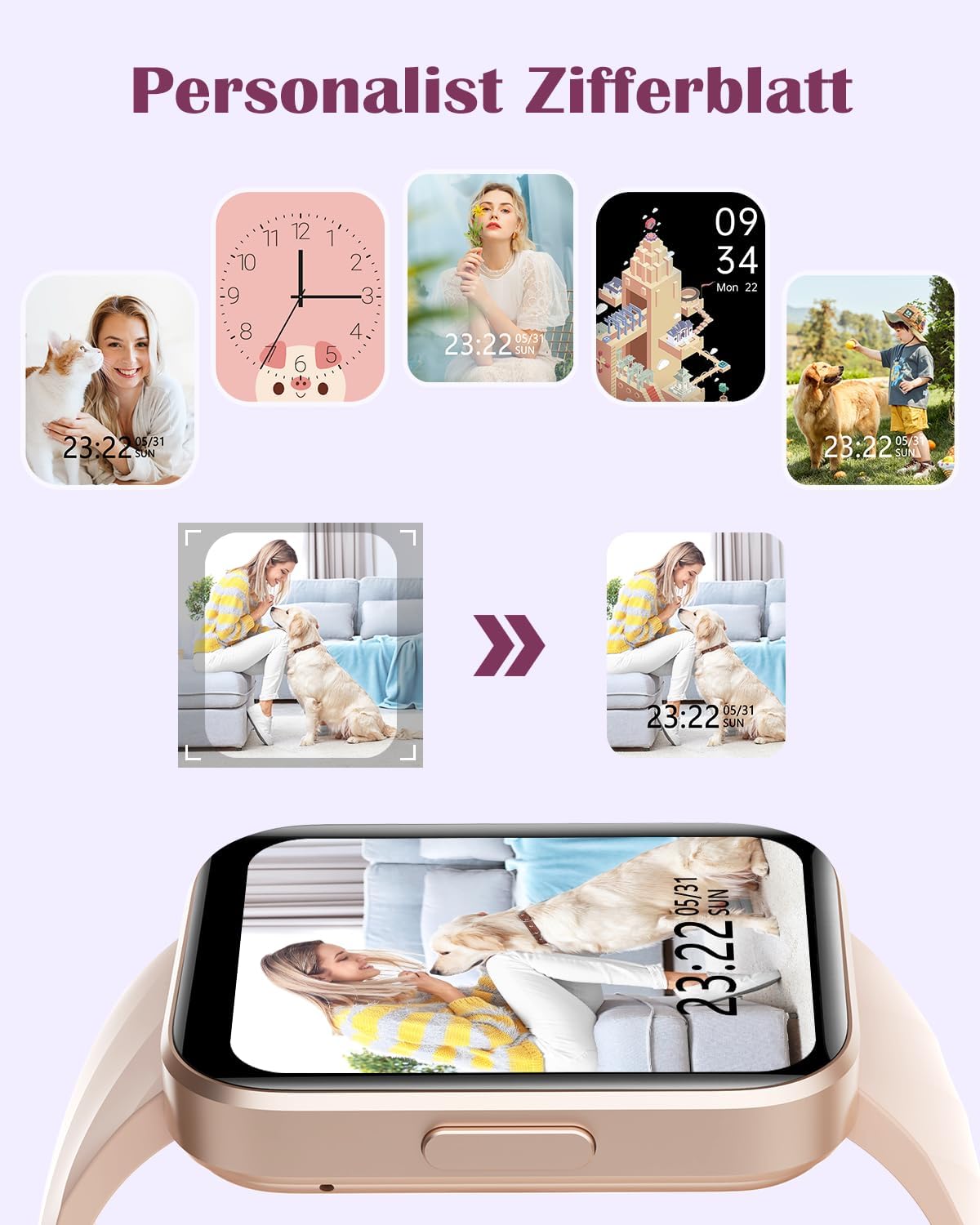 RUIMEN Smartwatch für Damen und Herren, Bluetooth-Anruffunktion, 1,85-Zoll-Fitnessuhr mit über 100 Sportmodi, SpO2-Herzfrequenzmesser, Schlafmonitor, Schrittzähler, IP68 wasserdicht, AI-Sprachassistent für Android iOS-Handy – Bild 7