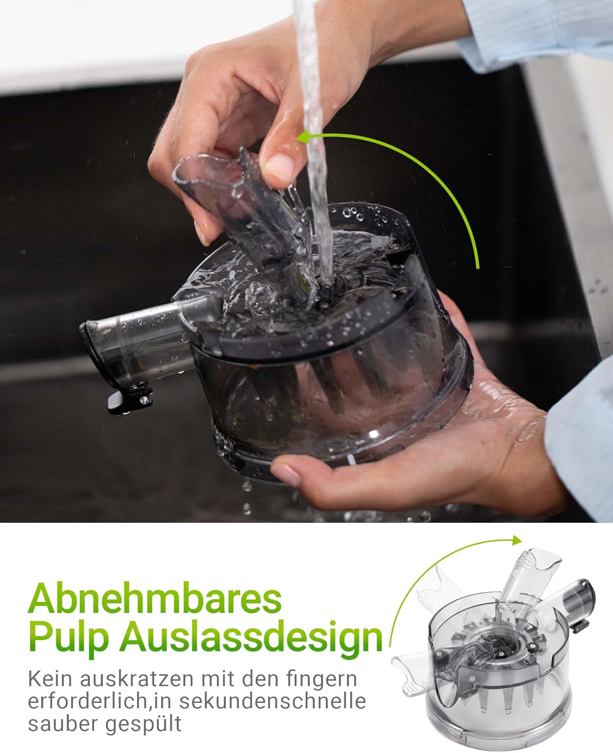 TUUMIIST Slow Juicer mit 150 mm extra großem Einfüllschacht, Entsafter Gemüse und Obst, Testsieger, anwendbarer Entsafter für ganzes Obst und Gemüse, BPA-frei, glänzendes Schwarz – Bild 7