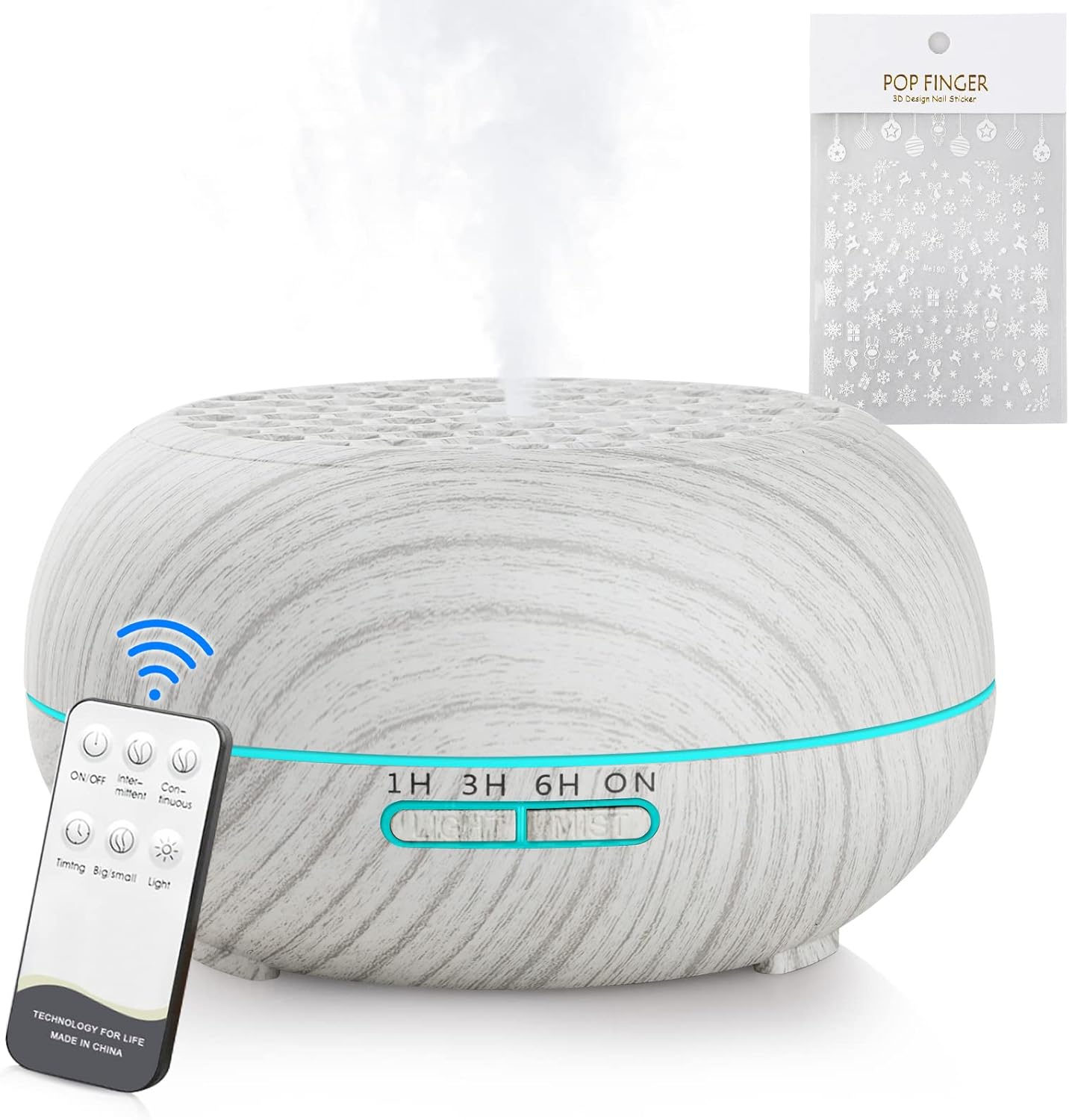 Simpeak Aroma Diffuser 550 ml, Ultraschall-Raumdiffusor Holz für ätherische Öle, Aromatherapie-Düfte, Luftbefeuchter mit Fernbedienung, Weiß
