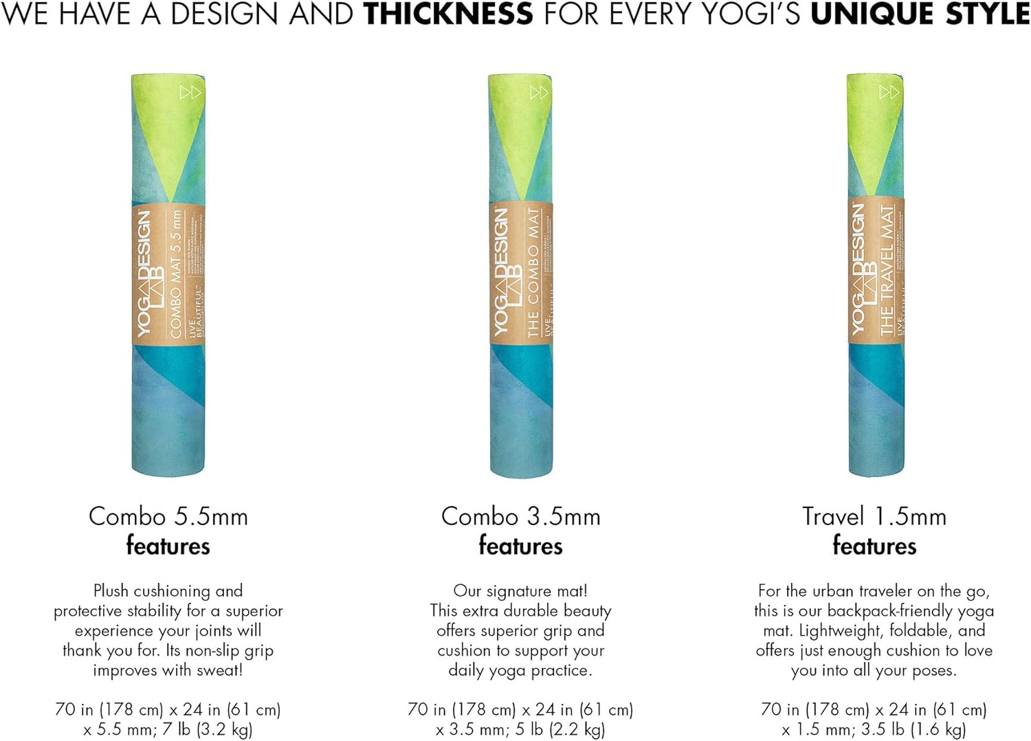 Yoga Design Lab Reise-Yogamatte 1,5 mm | Dünn, rutschfest, faltbar, leicht, Matte/Handtuch, maschinenwaschbar | mit Tragegurt – Bild 7