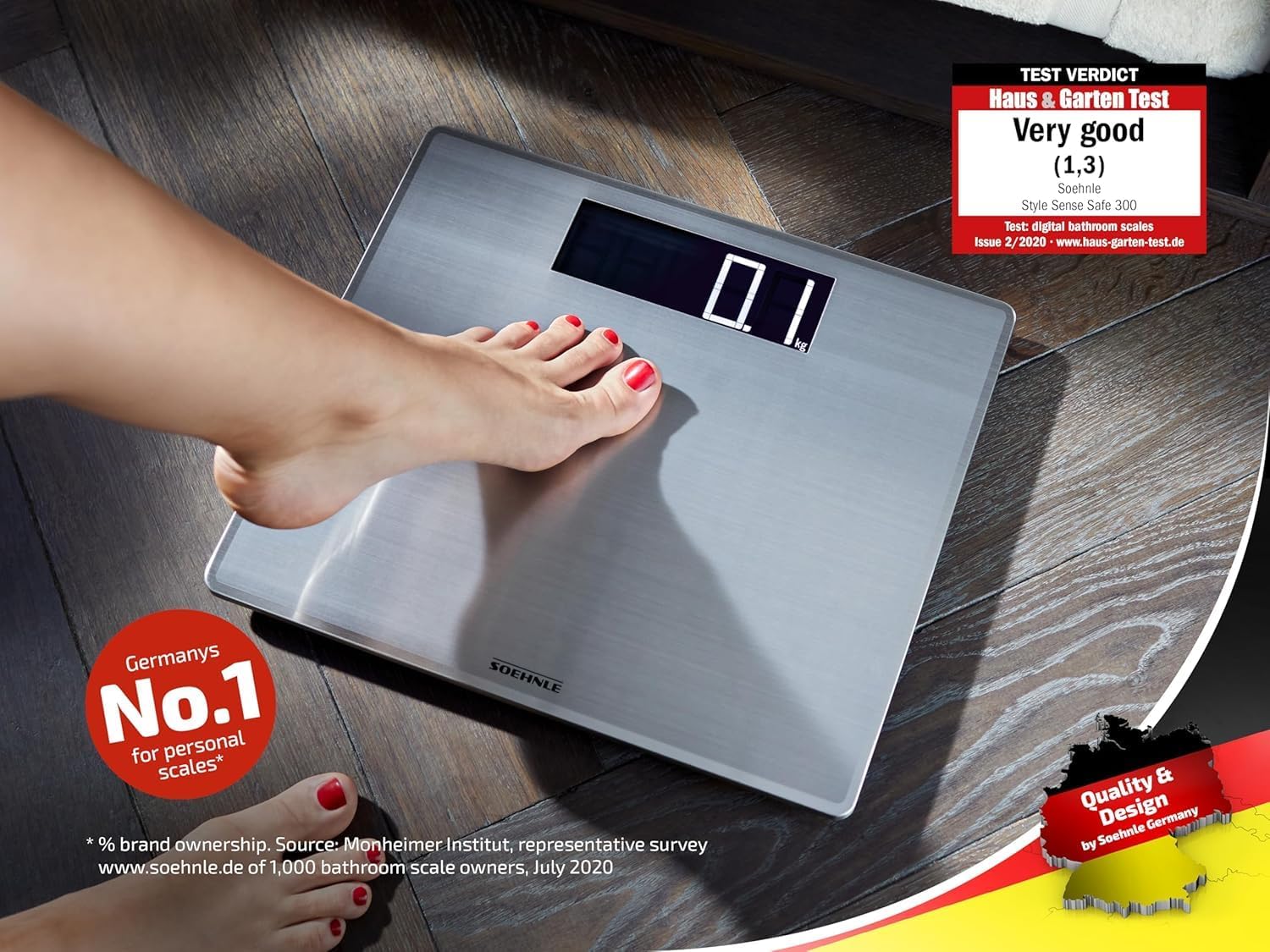 Soehnle Style Sense Safe Digitalwaage mit Extra Large, Silber – Bild 2