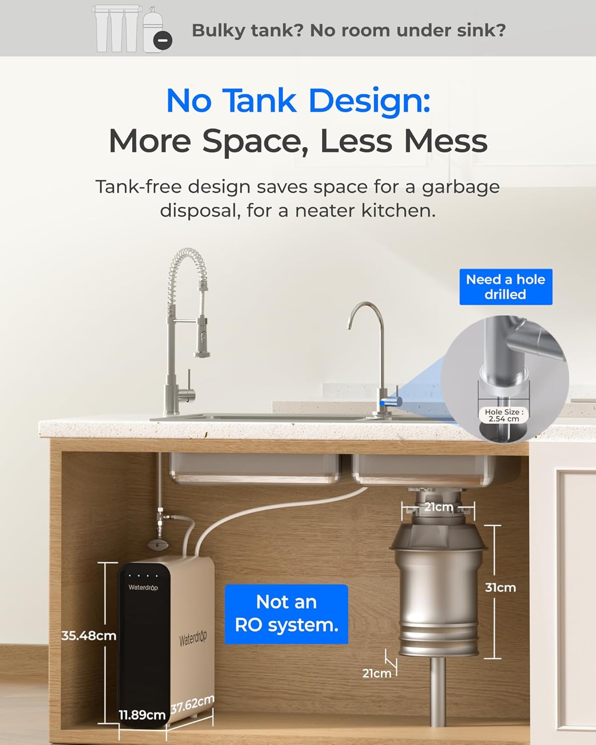 Waterdrop TSU-W Ultra Filtration Untertisch-Wasserfiltersystem, 3-stufig, 0,01 Mikrometer, Trinkwasserfiltersystem mit speziellem Wasserhahn aus gebürstetem Nickel, USA Tech, 2 Jahre Lebensdauer – Bild 3