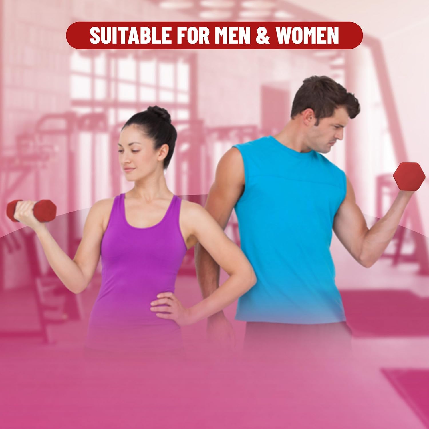 Endlose feste Hantel mit Neoprenbeschichtung für Übungen im Fitnessstudio | Material: Eisen | Gewichte für Damen und Herren, Rot – Bild 2
