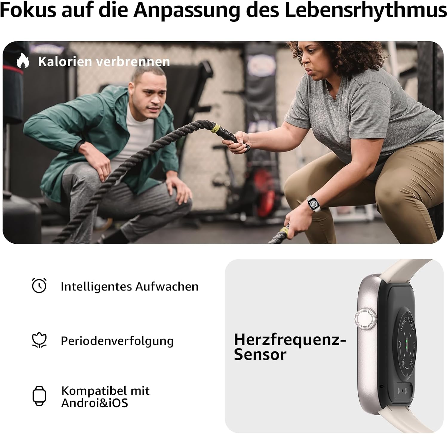 Smartwatch Damen Herren 1,85 Zoll HD Touch Fitnessuhr mit Telefonfunktion, 140+ Sportmodi Smartwatch Fitness Tracker mit Herzfrequenzmesser Schlafmonitor Schrittzähler IP68 wasserdichte Sportuhr – Bild 5