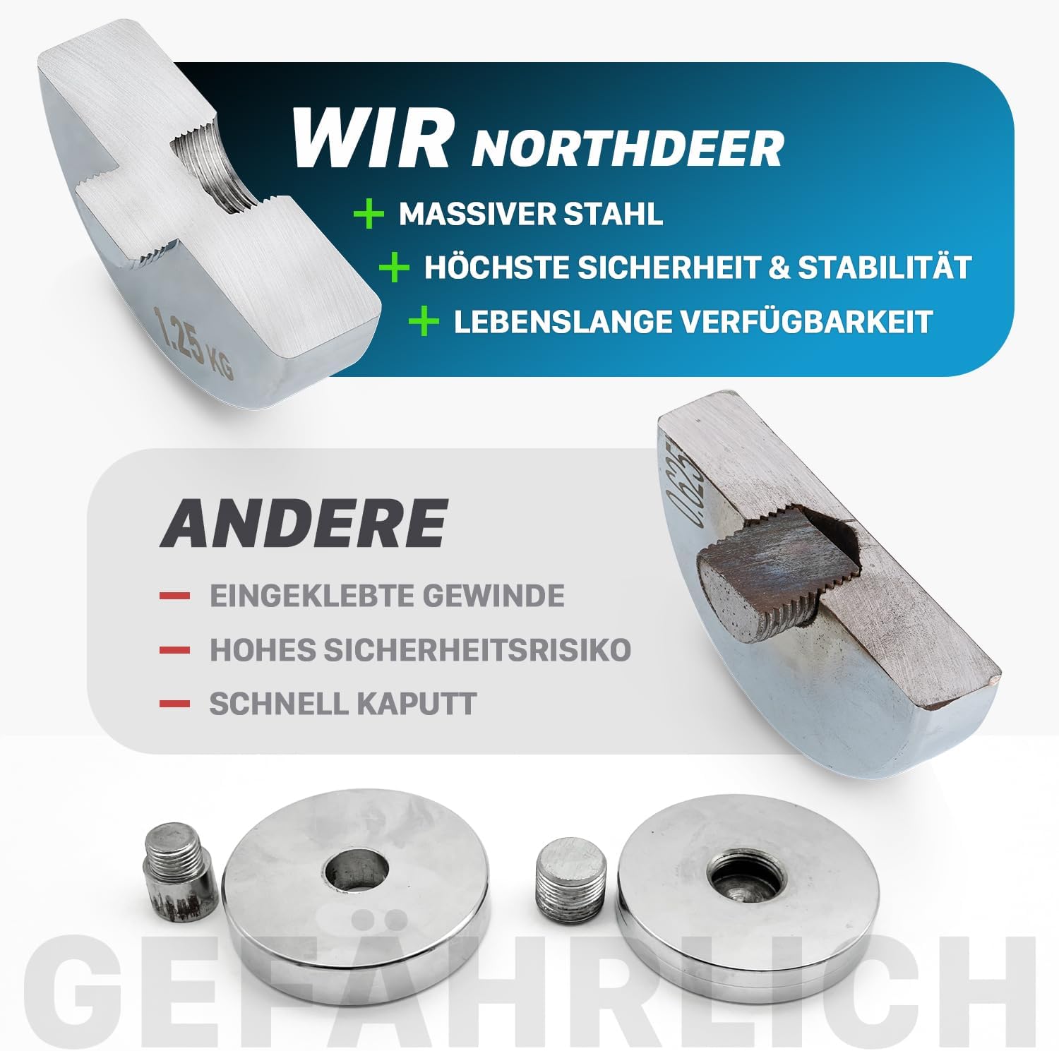 Northdeer Stahlhanteln, ultrakompakt, verstellbare Hanteln, 2,5 kg, 5 kg, 7,5 kg, 10 kg, 15 kg, 25 kg, mit Schaumstoffgriff, innovative Stahlhantel für den Heimgebrauch – Bild 2
