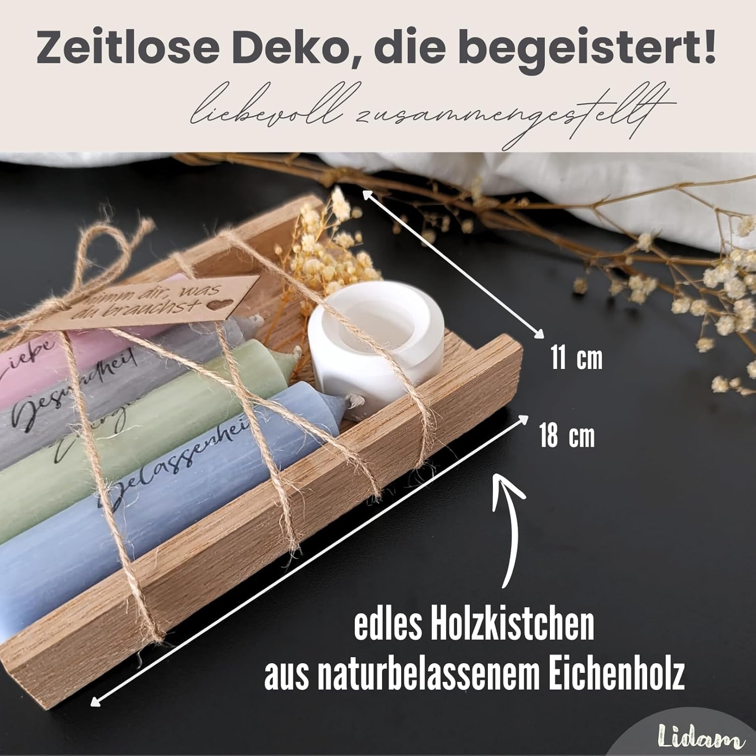 Kerzen-Geschenkset | Nehmen Sie, was Sie brauchen | Kerzenhalter & Trockenblumen – Stilvolle Geschenke für Frauen, Freundin, Geschenke für Mama, Lieblingsmensch, Geschenkset Frauen – Bild 5