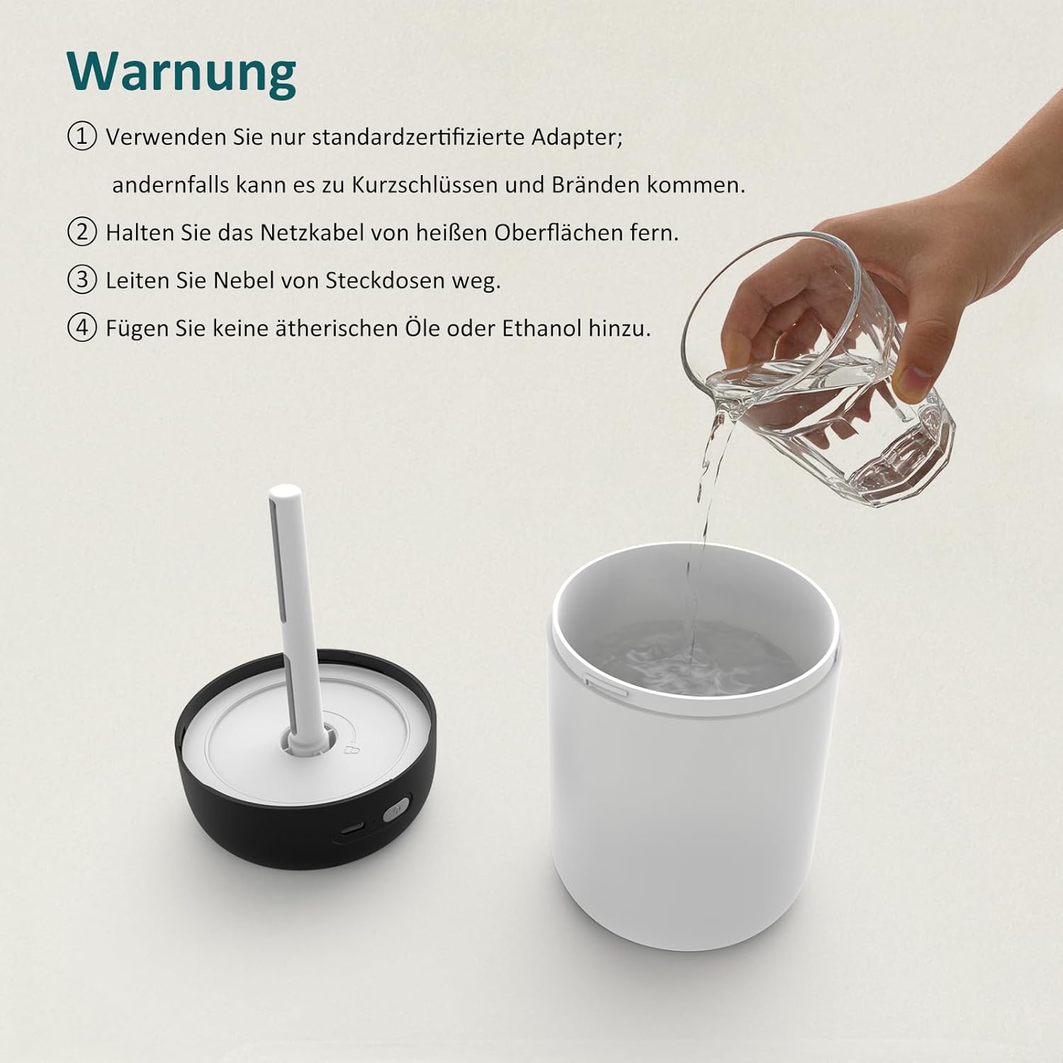 Kissleaf Luftbefeuchter für Schlafzimmer und Kinderzimmer, 650 ml, tragbarer Mini-Raumbefeuchter, leiser Tischbefeuchter ohne Kabel, schwarz – Bild 7