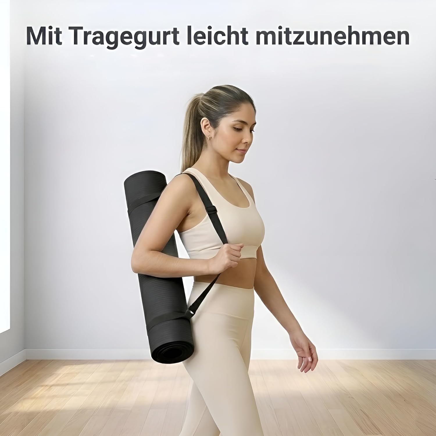 diMio Bequeme Gymnastikmatte, Yogamatte mit Tragegurt, Phthalatfrei und SGS-geprüft, 185 cm x 60 cm x 1 cm, 185 cm x 60 cm x 1,5 cm, 185 cm x 90 cm x 1,5 cm, 200 cm x 100 cm x 2 cm – Bild 6