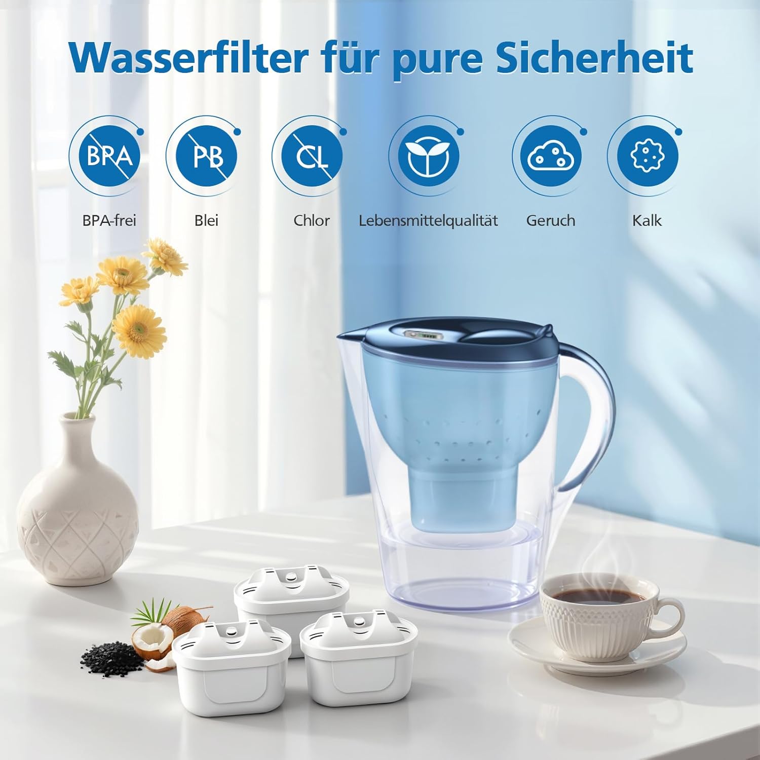 isinlive 8er-Pack Wasserfilter für Brita-Wasserfilterkartuschen, kompatibel mit Brita Maxtra+, für Style, Mavea Elemaris XL-Wassertank – 8er-Pack – Bild 4