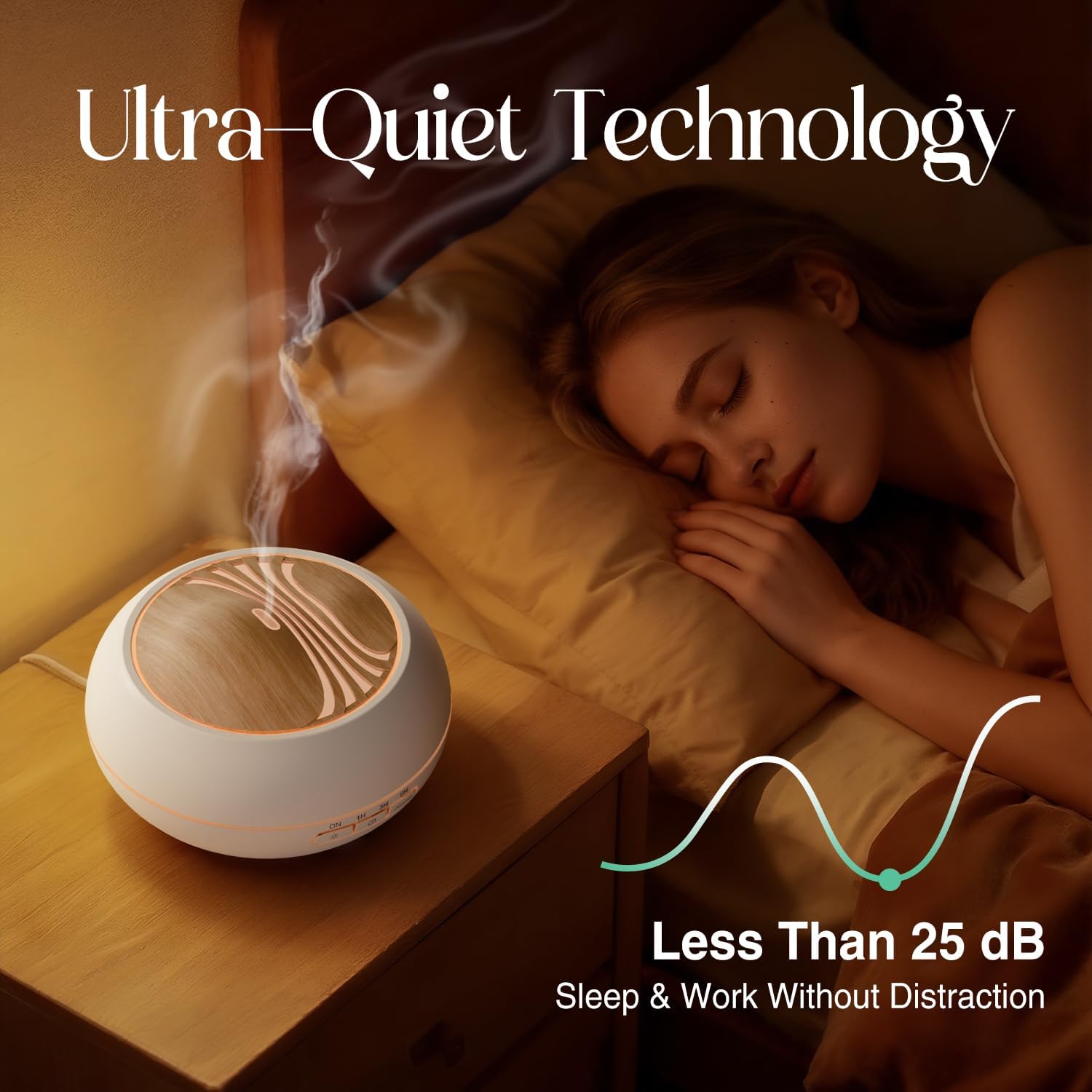SALKING Aroma-Diffusor für ätherische Öle – 400 ml, Aromatherapie-Raumduft, Ultraschall-Diffusor, weiße Holzmaserung, Duftöl-Diffusoren, Öllampe, elektrischer Duftdiffusor RGB für Zuhause, Büro, Yoga, Schlafen – Bild 4