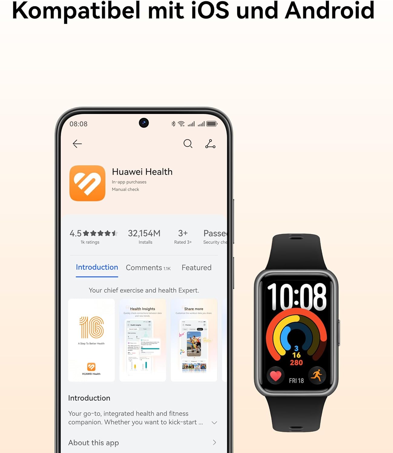 HUAWEI Band 11 Smartwatch, Fitness-Tracker mit 1,62-Zoll-AMOLED-Display, 1500 Nits, Herzfrequenz- und Schlaf-Tracking, SpO2, bis zu 14 Tage Akku, emotionales Wohlbefinden, Bluetooth, Android und iOS, Lila – Bild 10