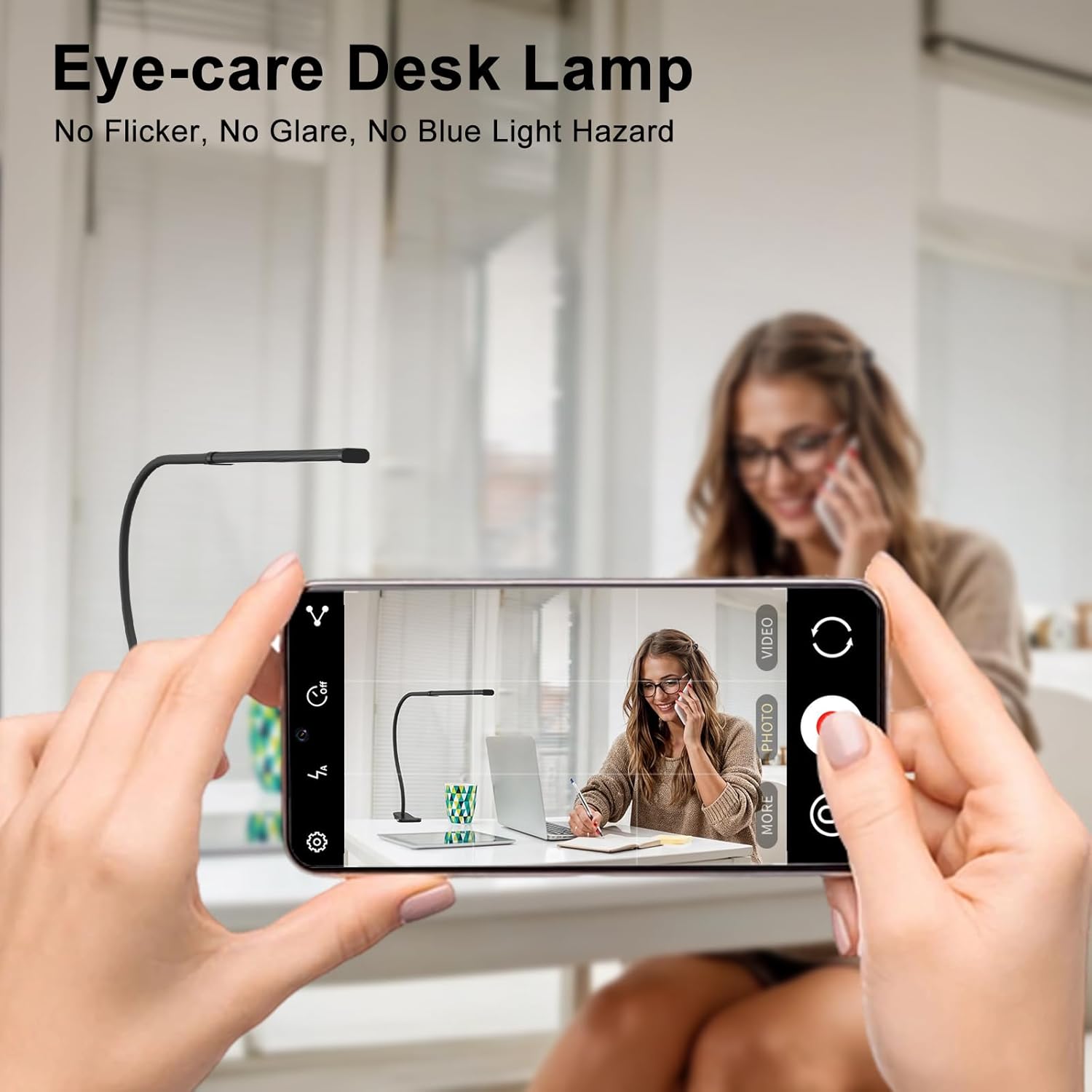 Mojimdo Schreibtischlampe 77 LED mit Fernbedienung (beeindruckende Lichtleistung) 40 cm Klemmlampe, 3 Farben & 5 Helligkeitsstufen, 360° flexibel mit USB-Ladegerät – Bild 7