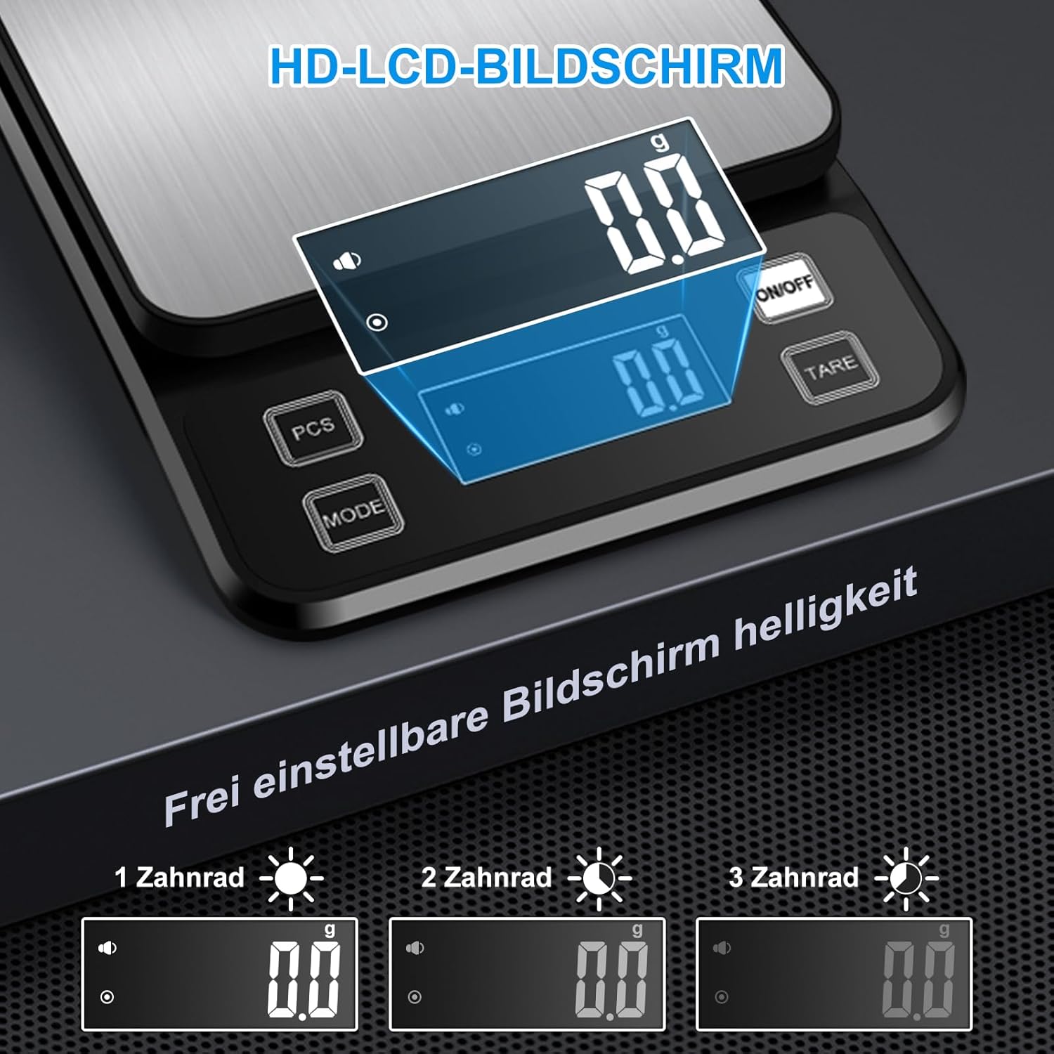 Diyife Wasserdichte IPX67 Küchenwaage 10 kg, 0,1 g Digitalwaage mit großer Wiegefläche aus Edelstahl, wiederaufladbare Lebensmittelwaage, 10 Einheiten, LCD-Display, Tara-Zählfunktion, Buchstabenwaage, Schwarz – Bild 7