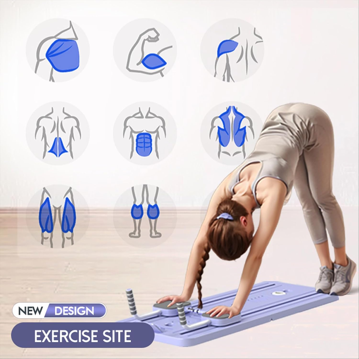 Pilates Board 2025 Upgrade – faltbarer Ganzkörpertrainer mit automatischem Rückprall, Knieschonern und multifunktionalem Bauchtrainer, robuste Heimstudio-Trainingsausrüstung im Freien, Unisex – Bild 3