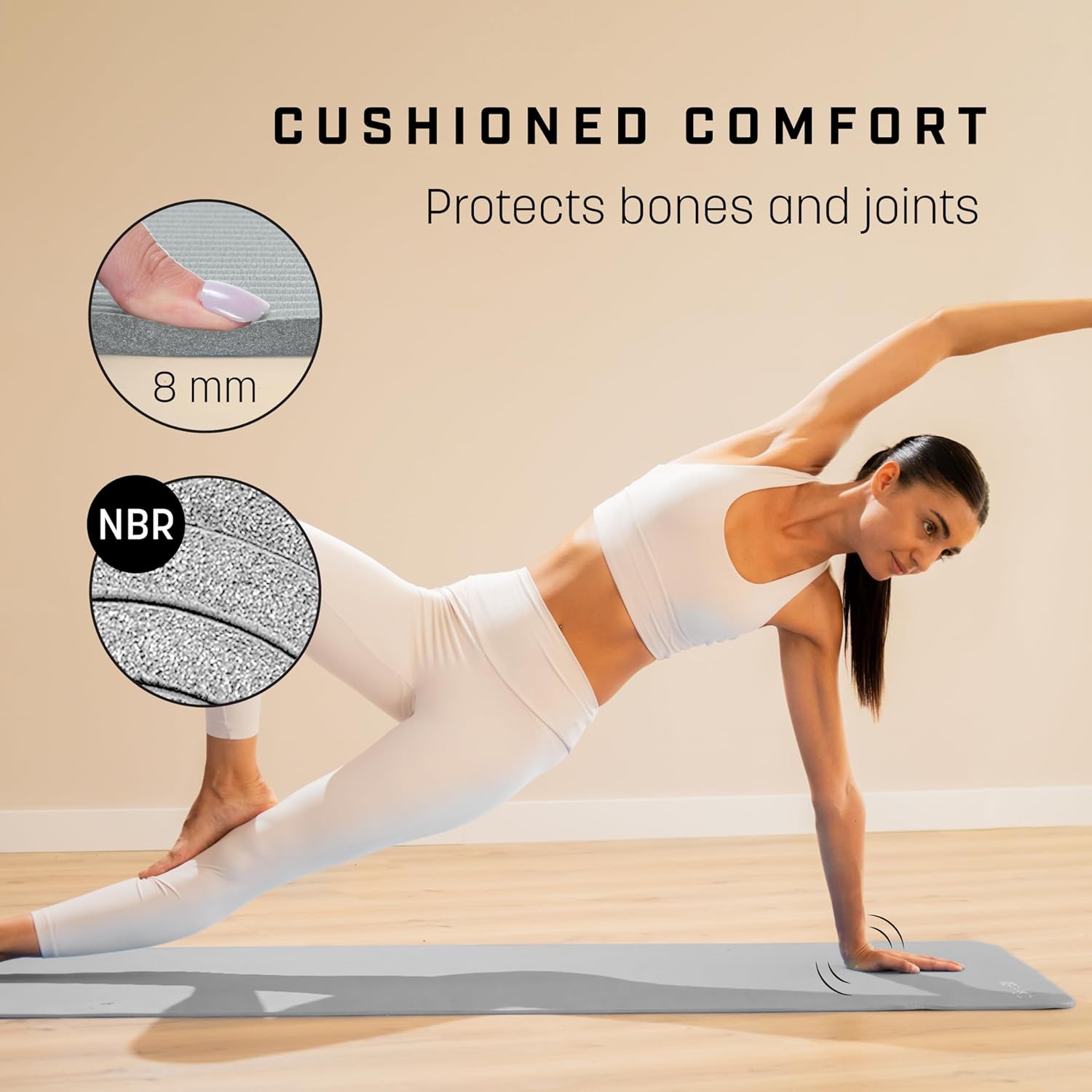 KG Physio rutschfeste Yogamatte mit Schultergurt – Gymnastikmatte für Yoga, Heimtraining, HiiT und Pilates – Fitnessmatte, Sportmatte, Yogamatte rutschfest, 183 cm x 60 cm x 8 mm – Bild 2