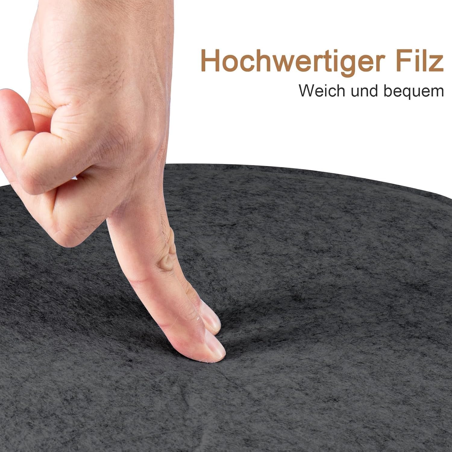 Stuhlkissen, rundes Sitzkissen aus Filz, 35 cm, Sitzkissen für Bank, Sitzkissen mit rutschfesten Einlagen für alle Arten von Stühlen, für den Innen- und Außenbereich (schwarz, 4 rund) – Bild 5