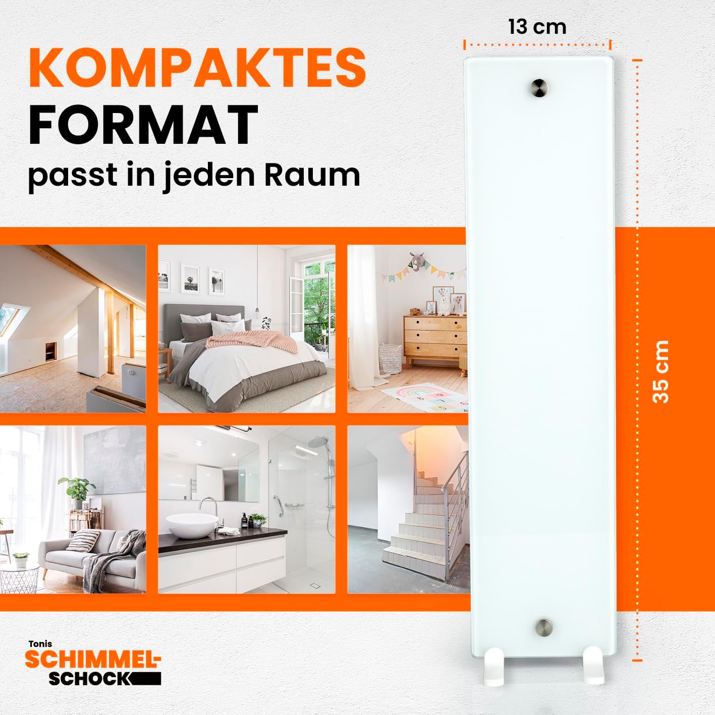Tonis SCHIMMELSCHOCK Anti-Schimmel-Heizung mit Glasscheibe zur Schimmelbekämpfung | Wandheizung trocknet kalte, feuchte Wände und behebt die Ursache von Schimmel | Innovatives Glasdesign – Bild 7