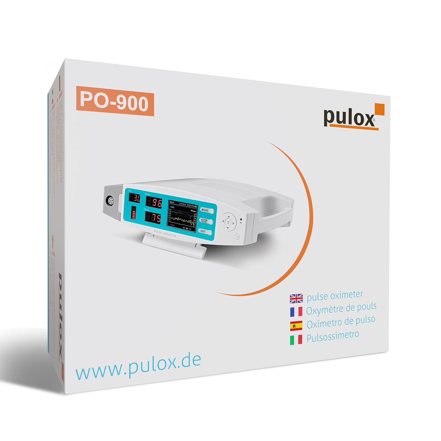 Pulox PO-900 Stationäres Pulsoximeter zur Messung von Sauerstoffsättigung, Pulsfrequenz und PI-Wert – mit Alarm und Software – Bild 6